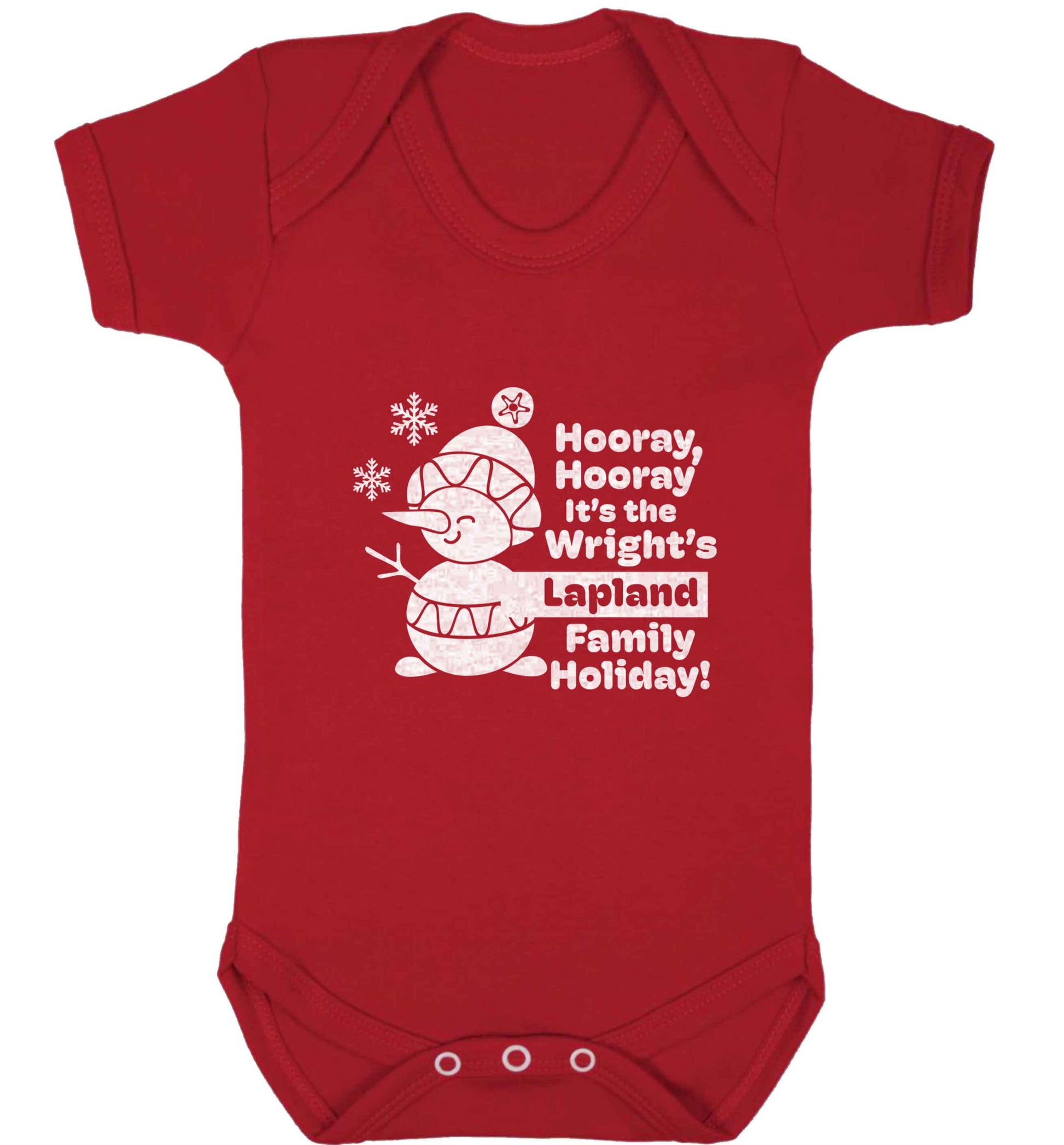 Hooray it's the personalised Lapland holiday! baby vest red 18-24 months