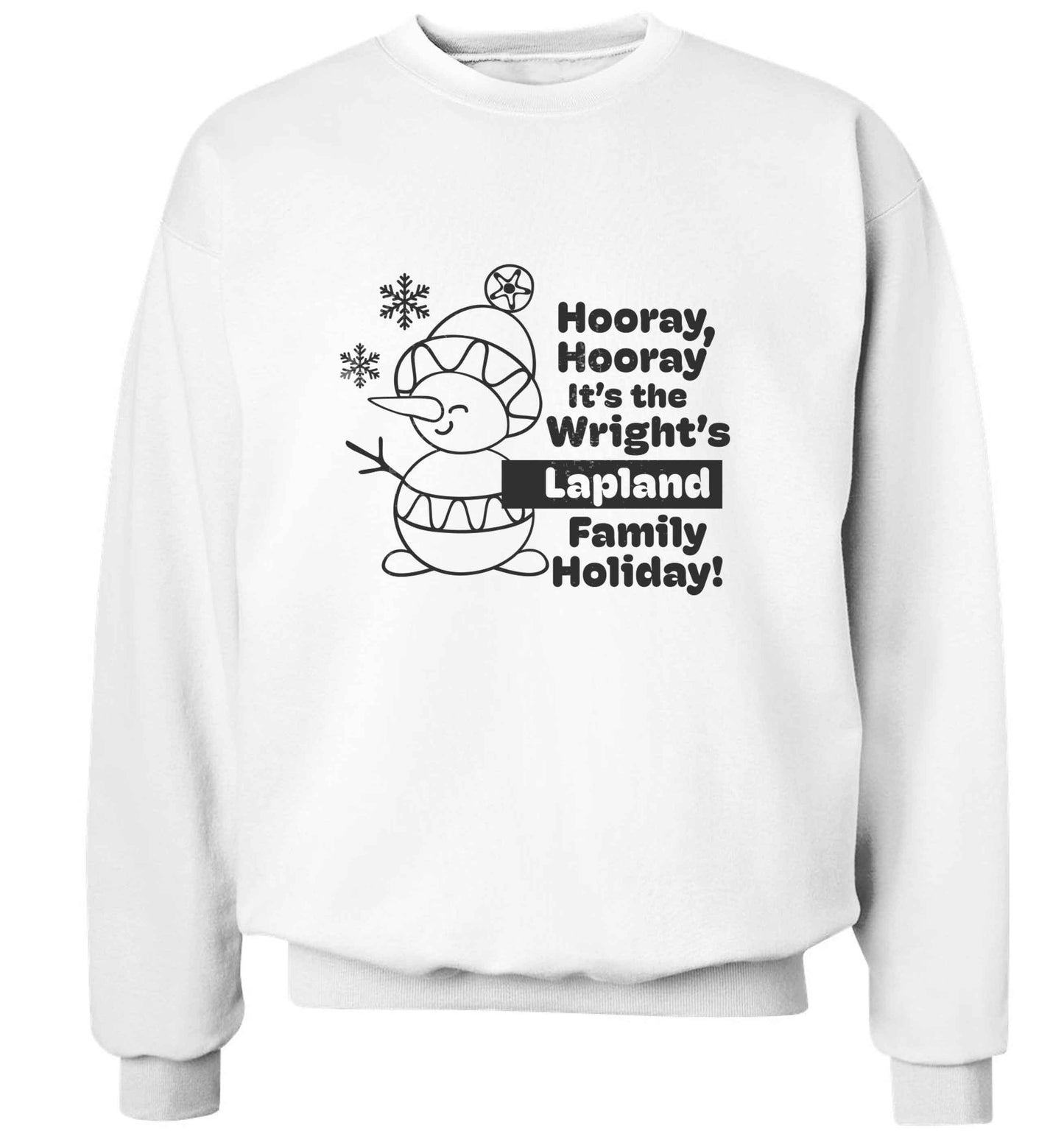 Hooray it's the personalised Lapland holiday! adult's unisex white sweater 2XL