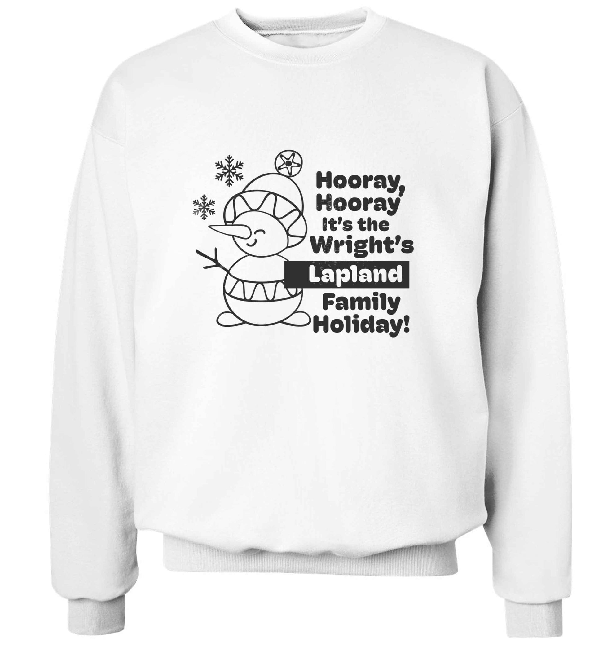Hooray it's the personalised Lapland holiday! adult's unisex white sweater 2XL