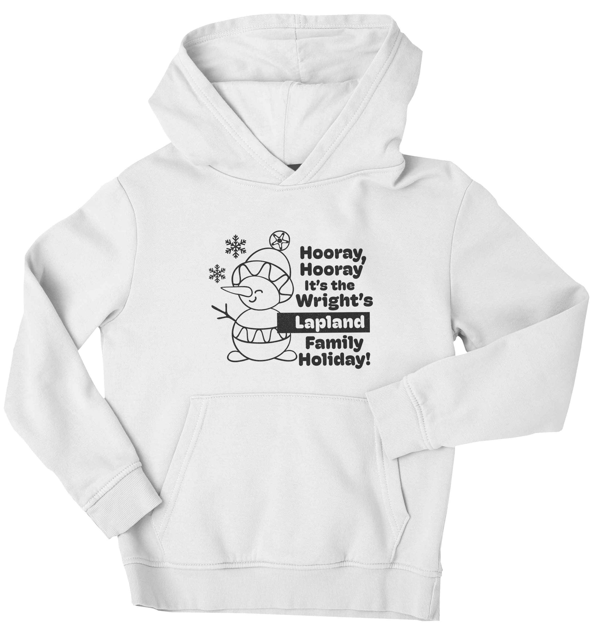 Hooray it's the personalised Lapland holiday! children's white hoodie 12-13 Years