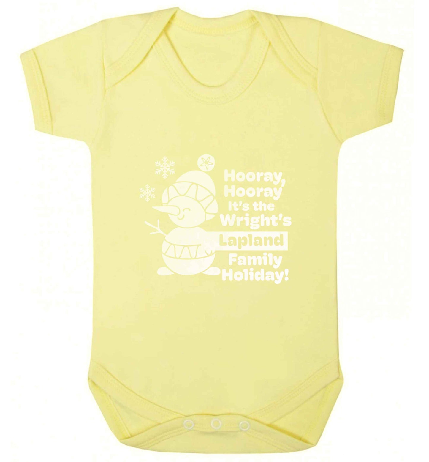 Hooray it's the personalised Lapland holiday! baby vest pale yellow 18-24 months
