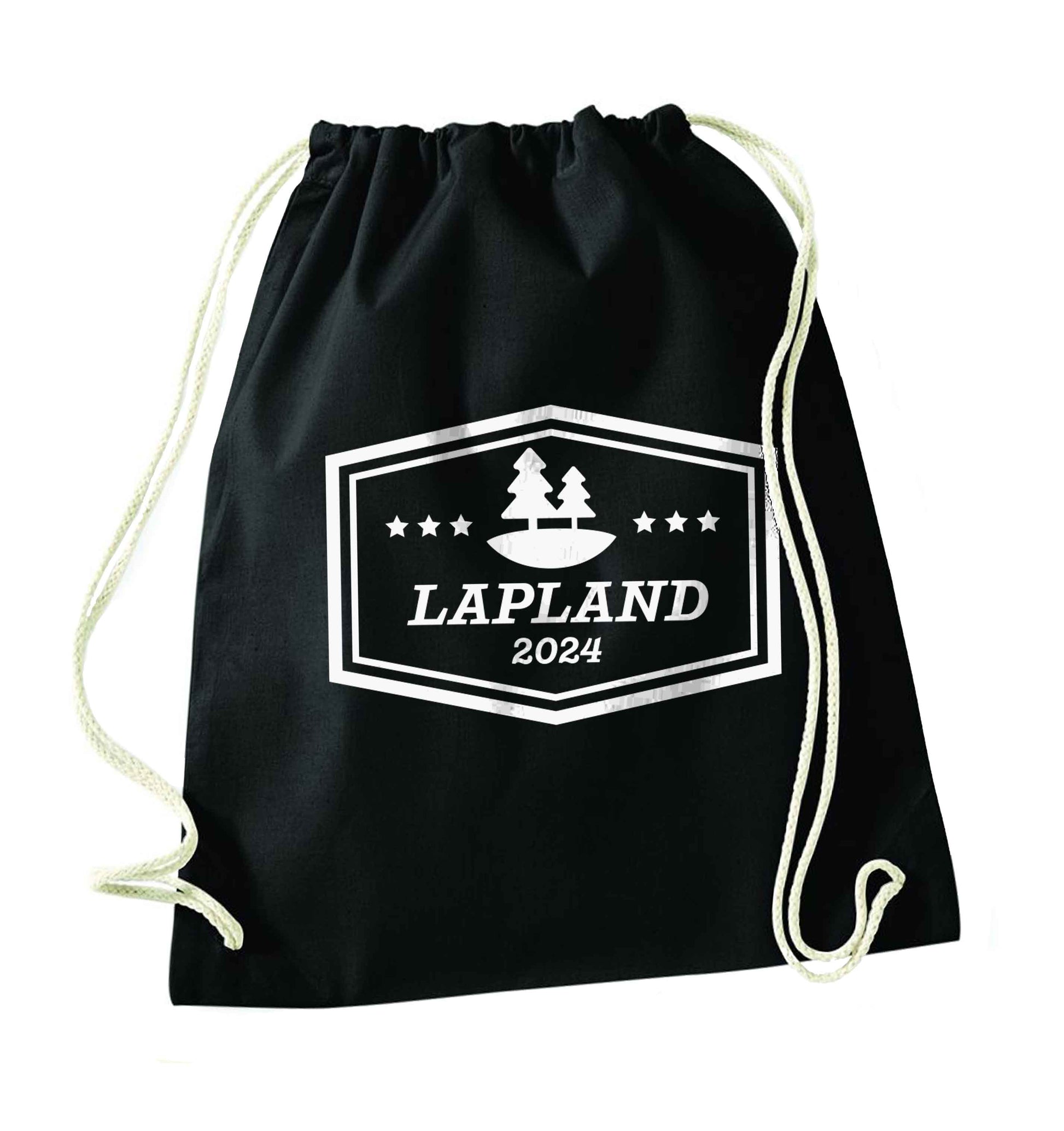 Custom date Lapland black drawstring bag