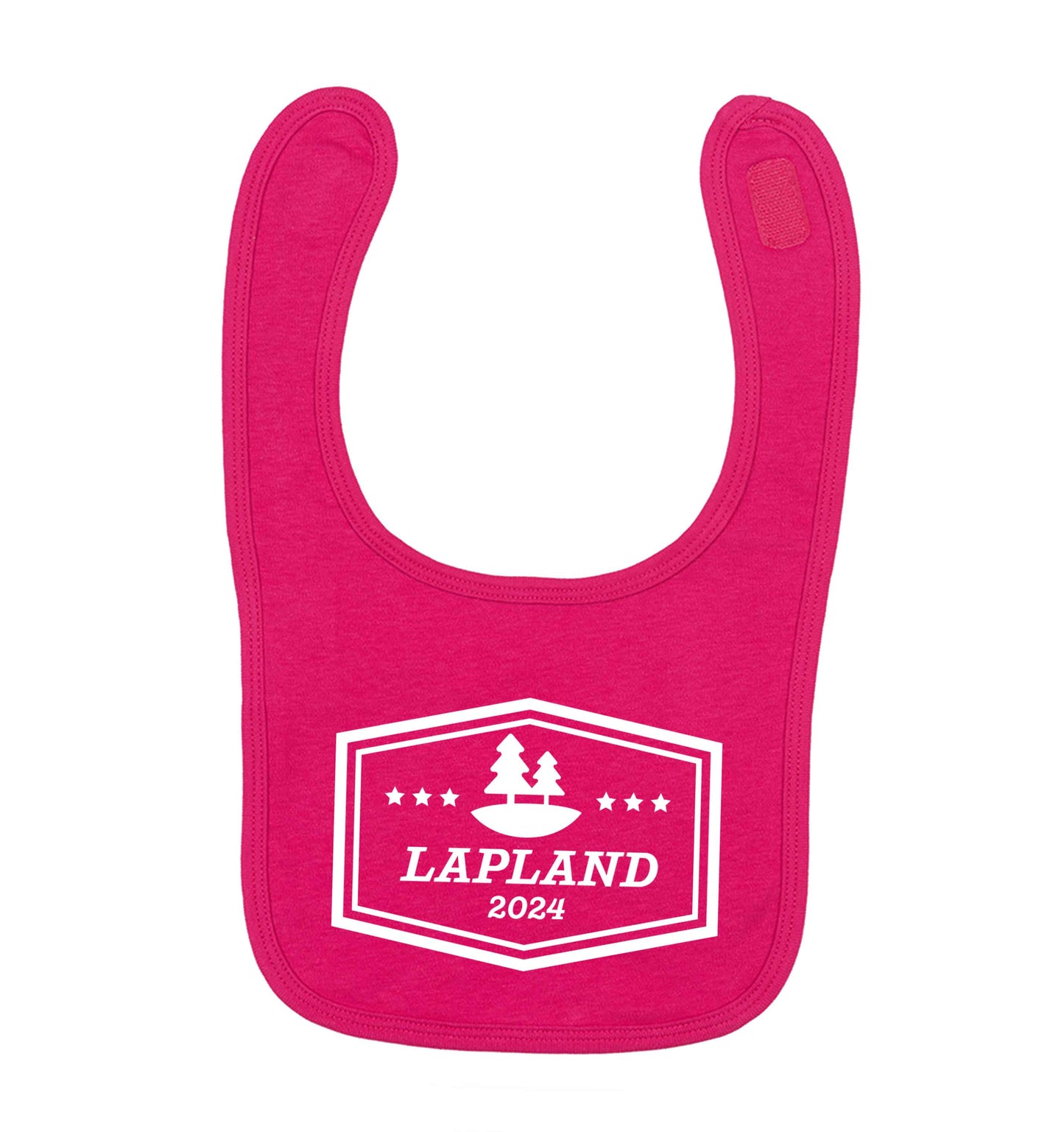 Custom date Lapland dark pink baby bib