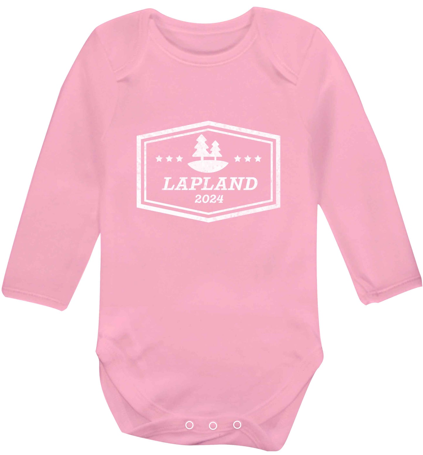 Custom date Lapland baby vest long sleeved pale pink 6-12 months
