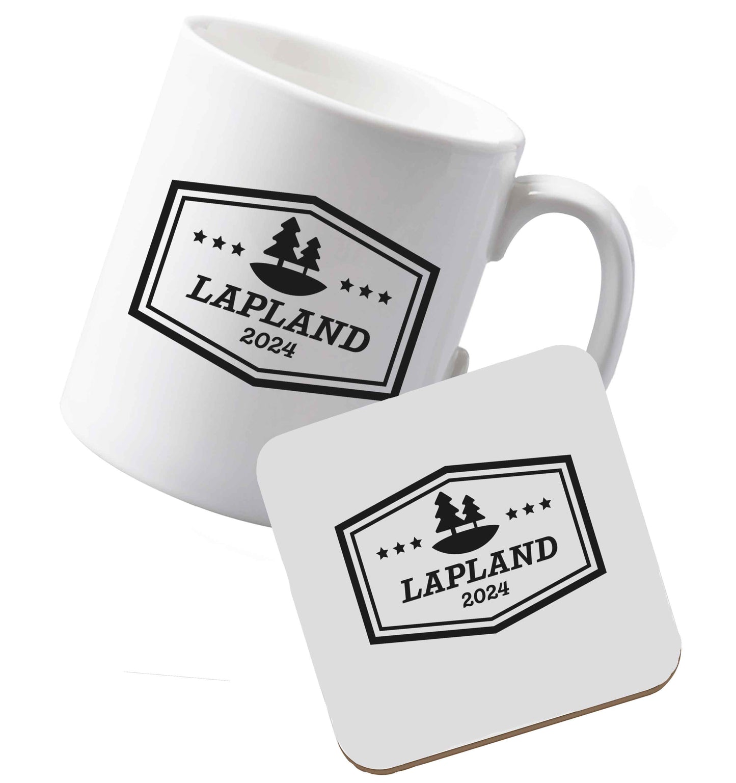 10 oz Ceramic mug and coaster Custom date Lapland both sides