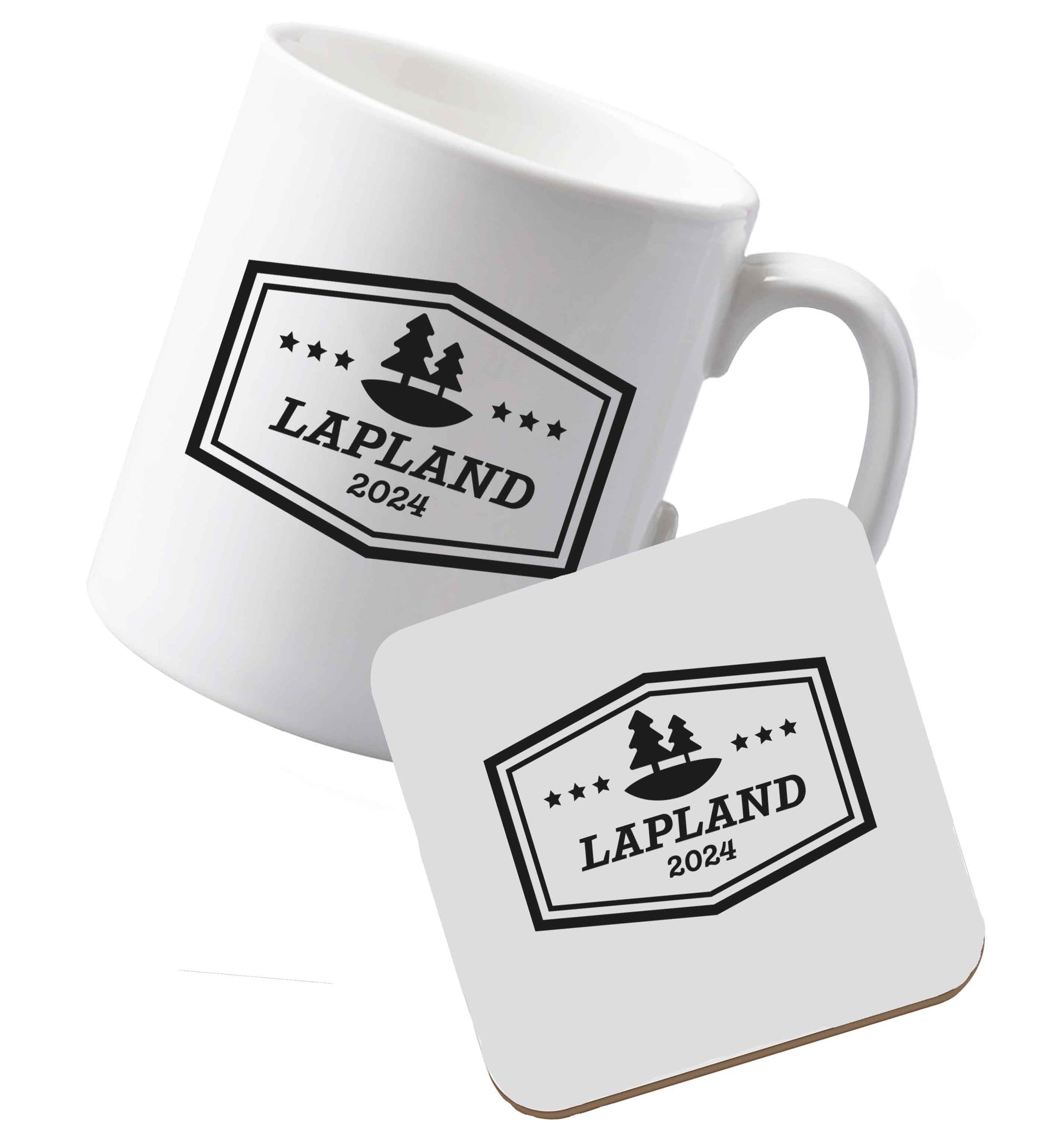 10 oz Ceramic mug and coaster Custom date Lapland both sides
