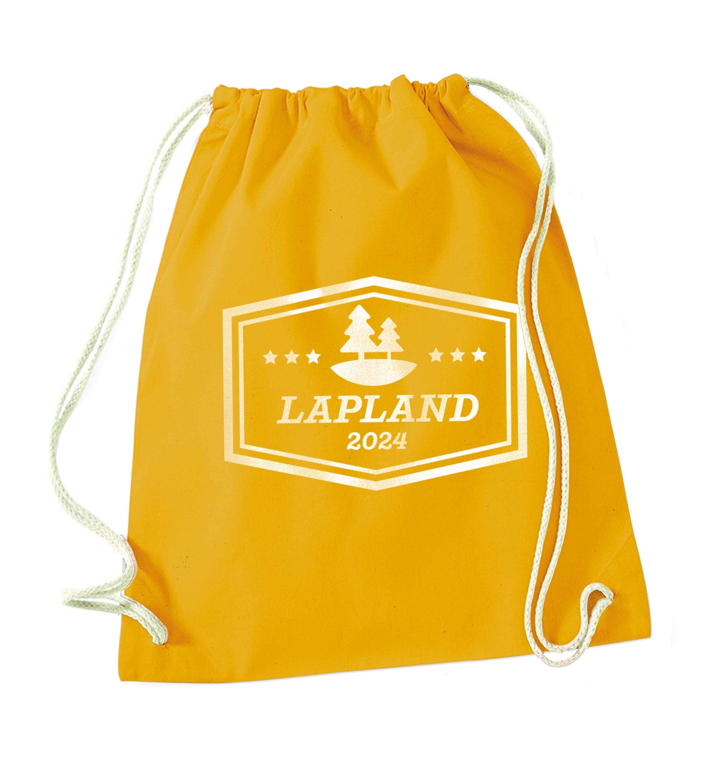 Custom date Lapland mustard drawstring bag