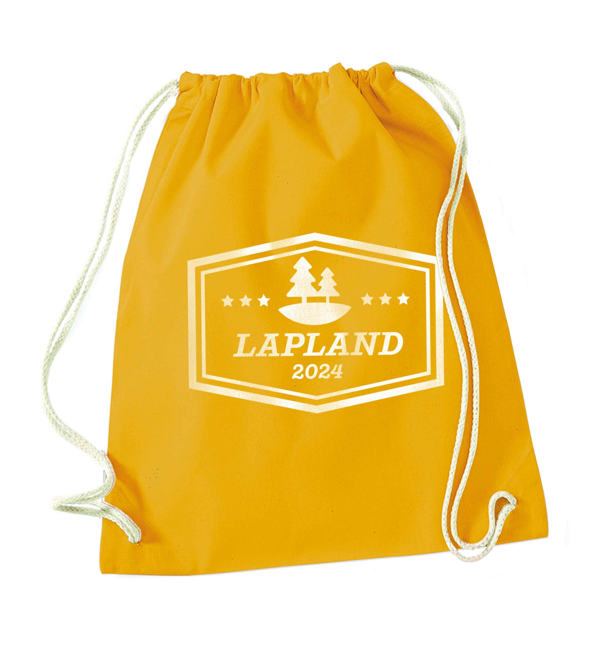 Custom date Lapland mustard drawstring bag