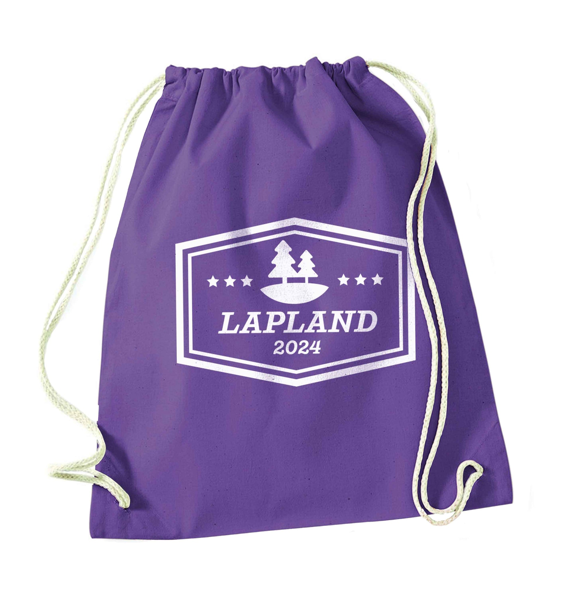 Custom date Lapland purple drawstring bag