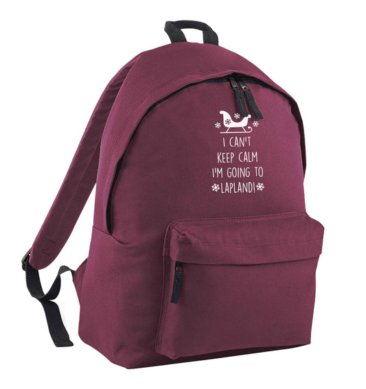 I can't keep calm I'm going to Lapland maroon children's backpack