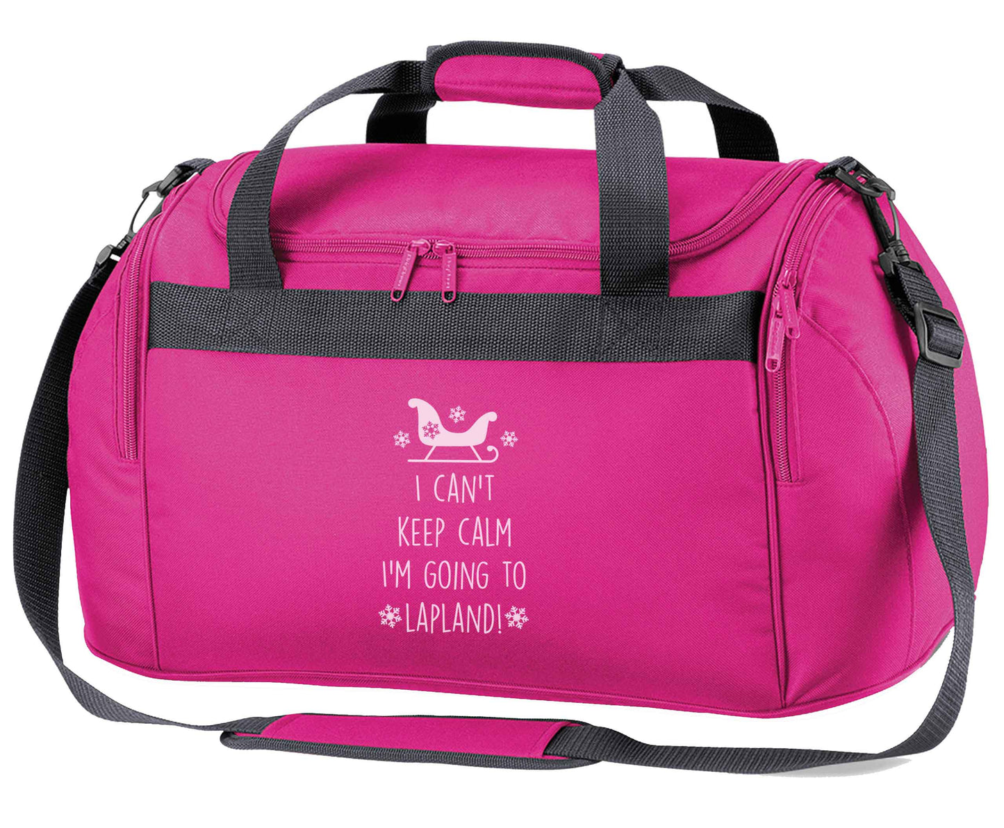 I can't keep calm I'm going to Lapland pink holdall / duffel bag