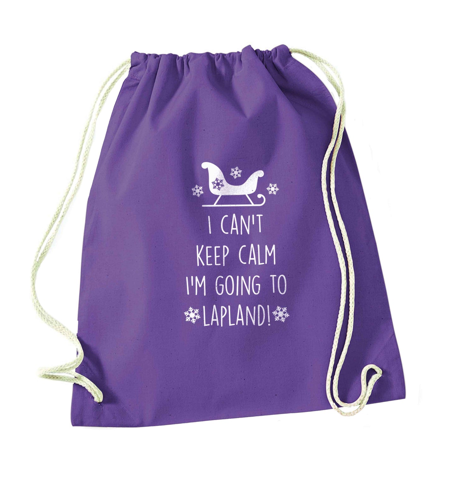 I can't keep calm I'm going to Lapland purple drawstring bag