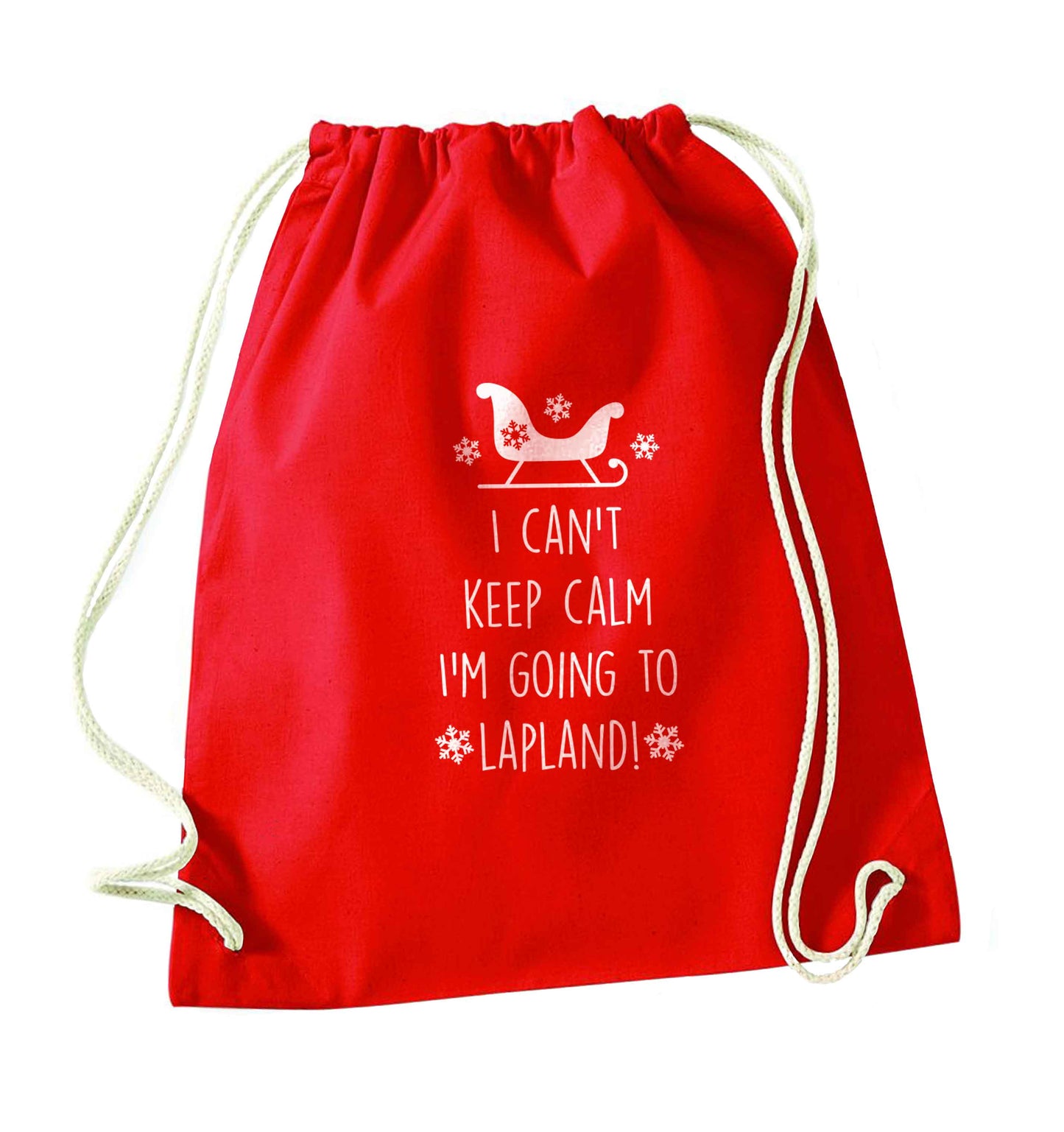 I can't keep calm I'm going to Lapland red drawstring bag 