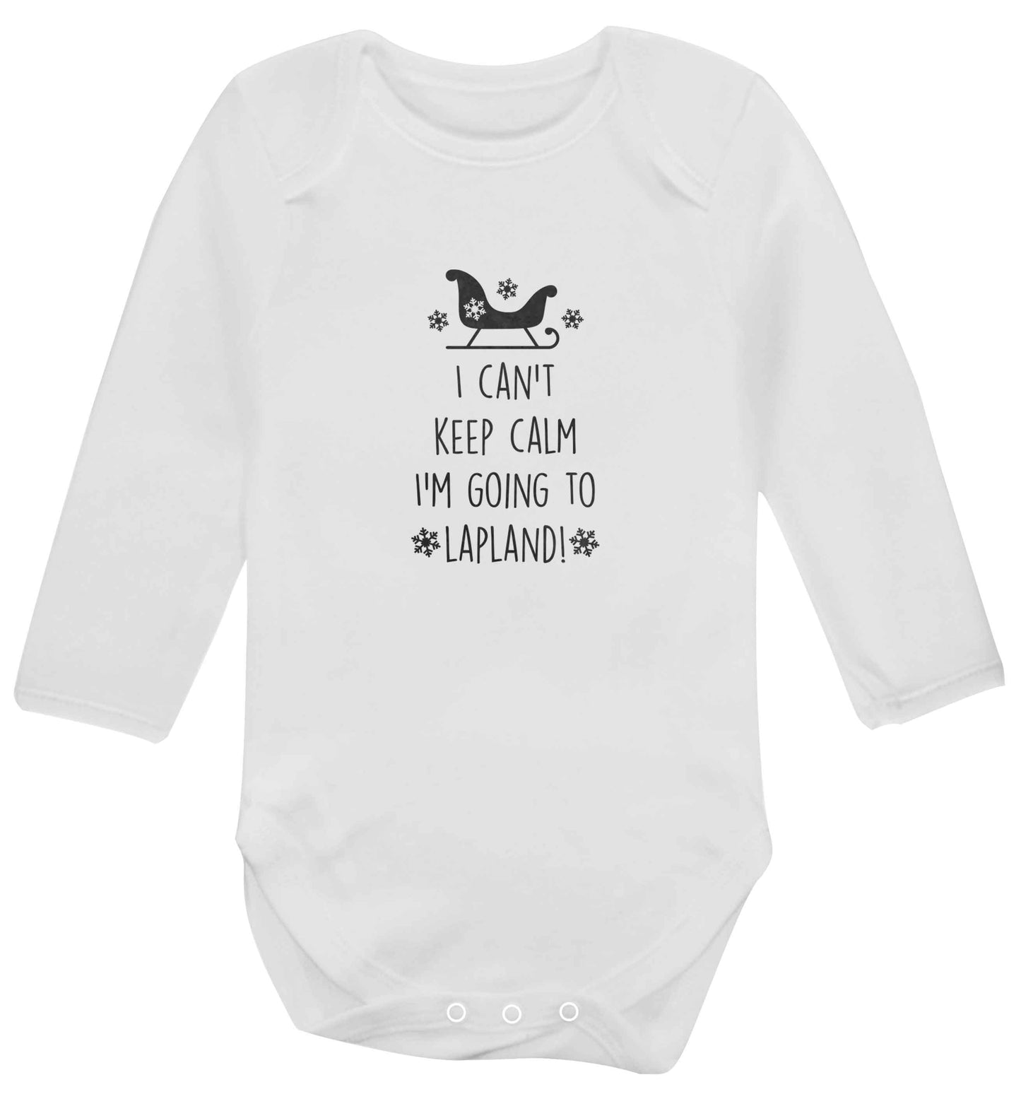 I can't keep calm I'm going to Lapland baby vest long sleeved white 6-12 months