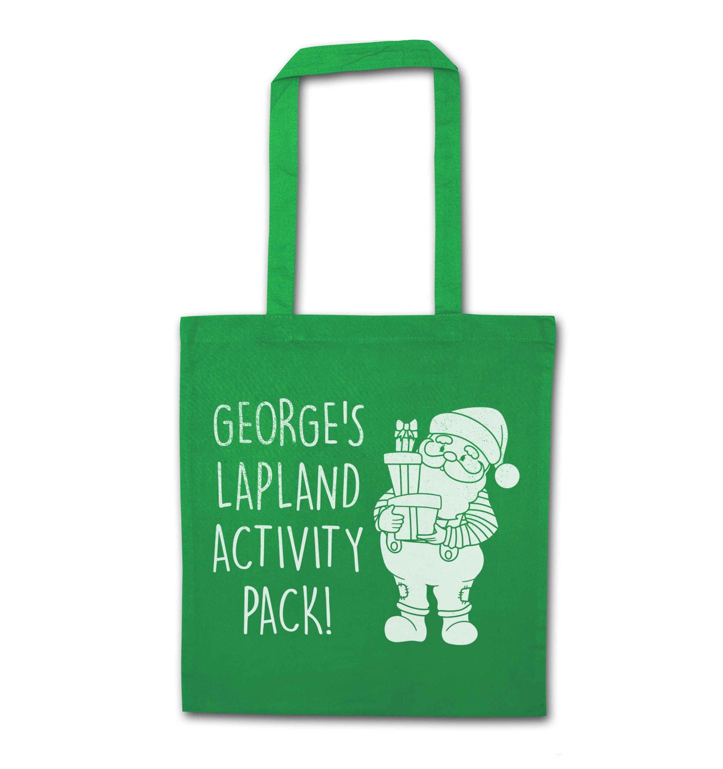Custom Lapland activity pack green tote bag