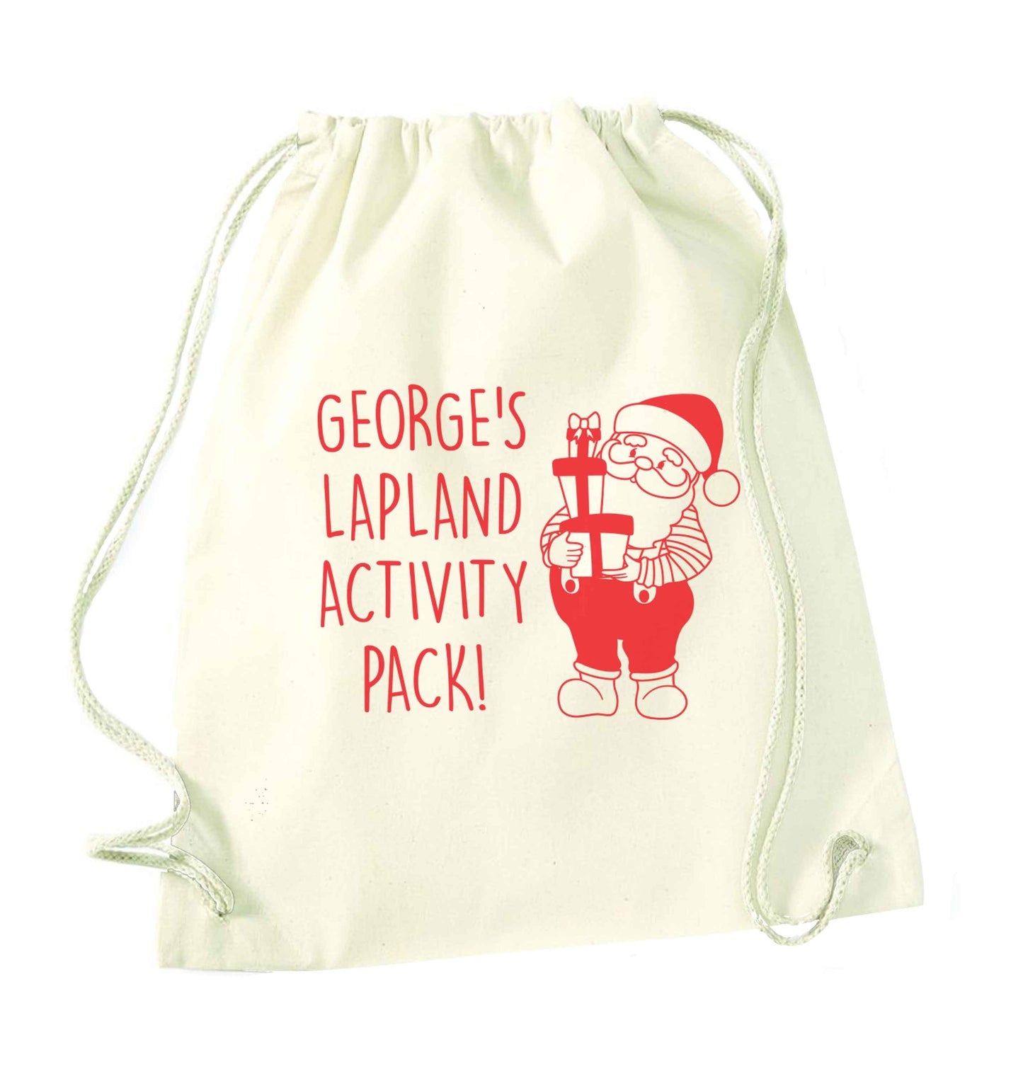 Custom Lapland activity pack natural drawstring bag