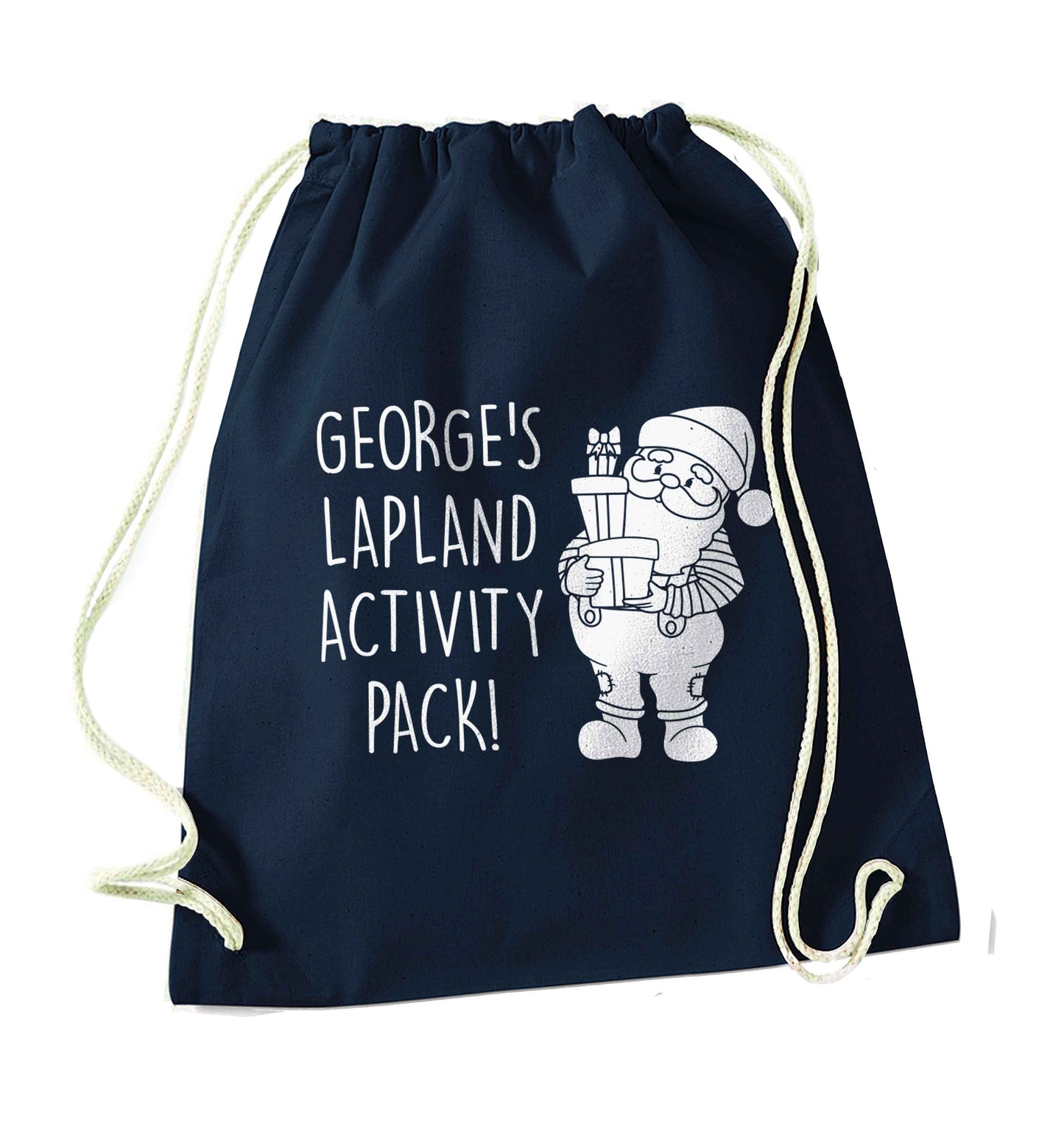 Custom Lapland activity pack navy drawstring bag
