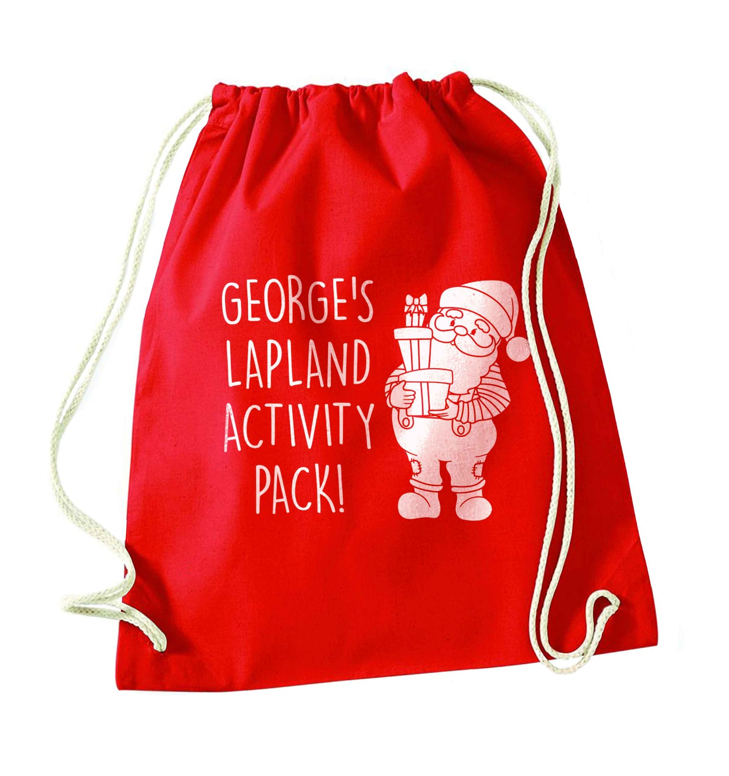 Custom Lapland activity pack red drawstring bag 