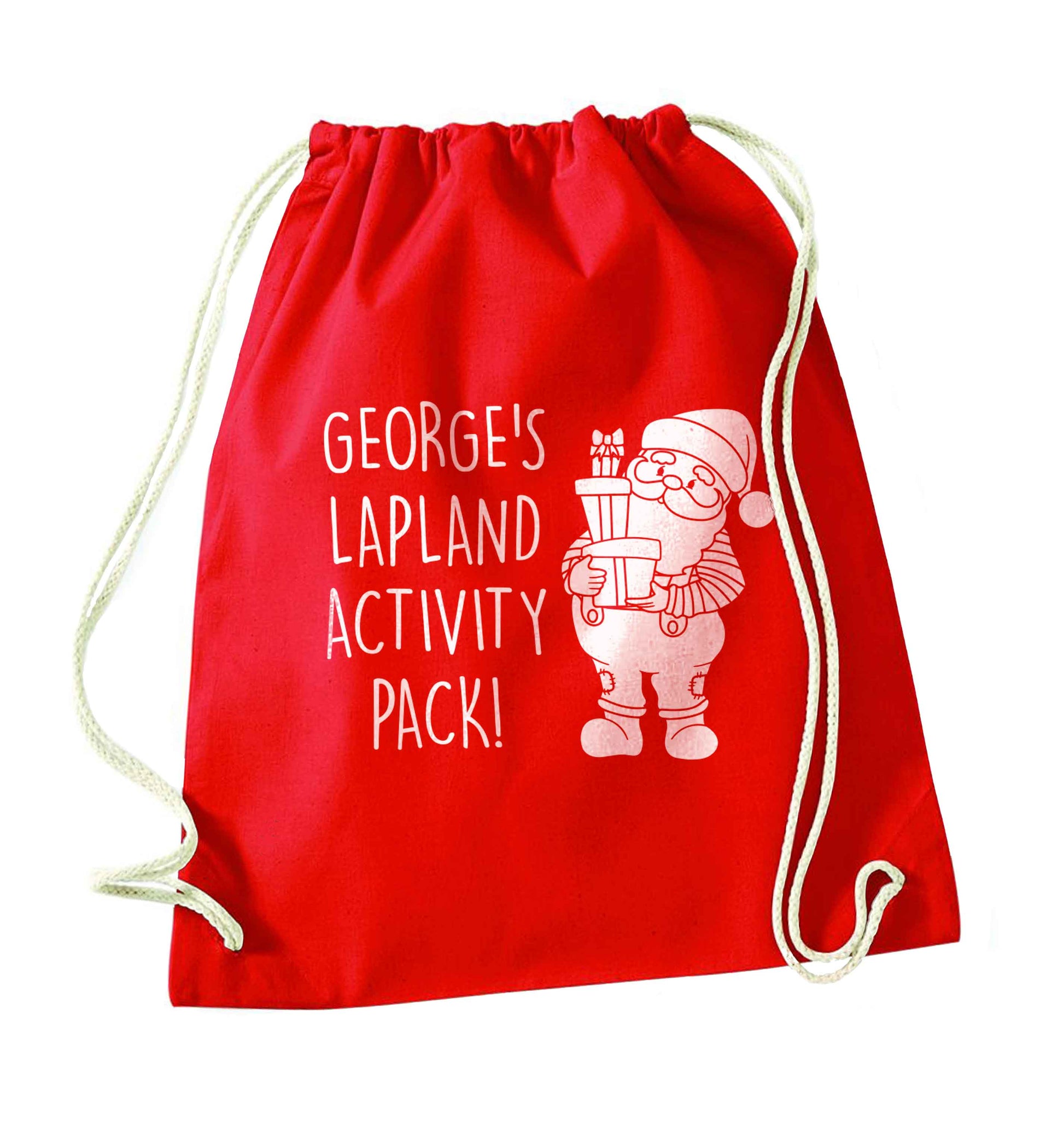 Custom Lapland activity pack red drawstring bag 