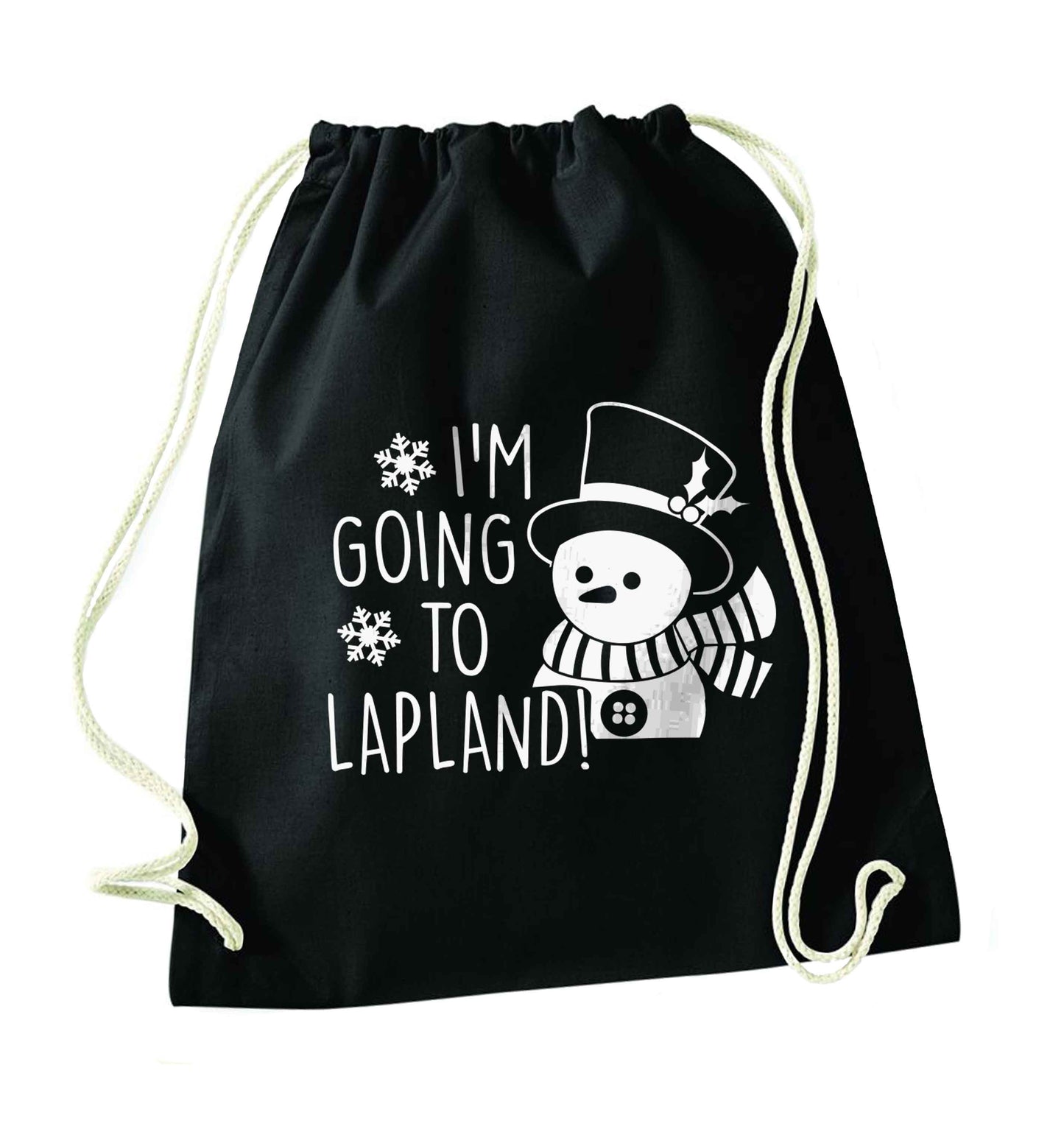 I'm going to Lapland black drawstring bag