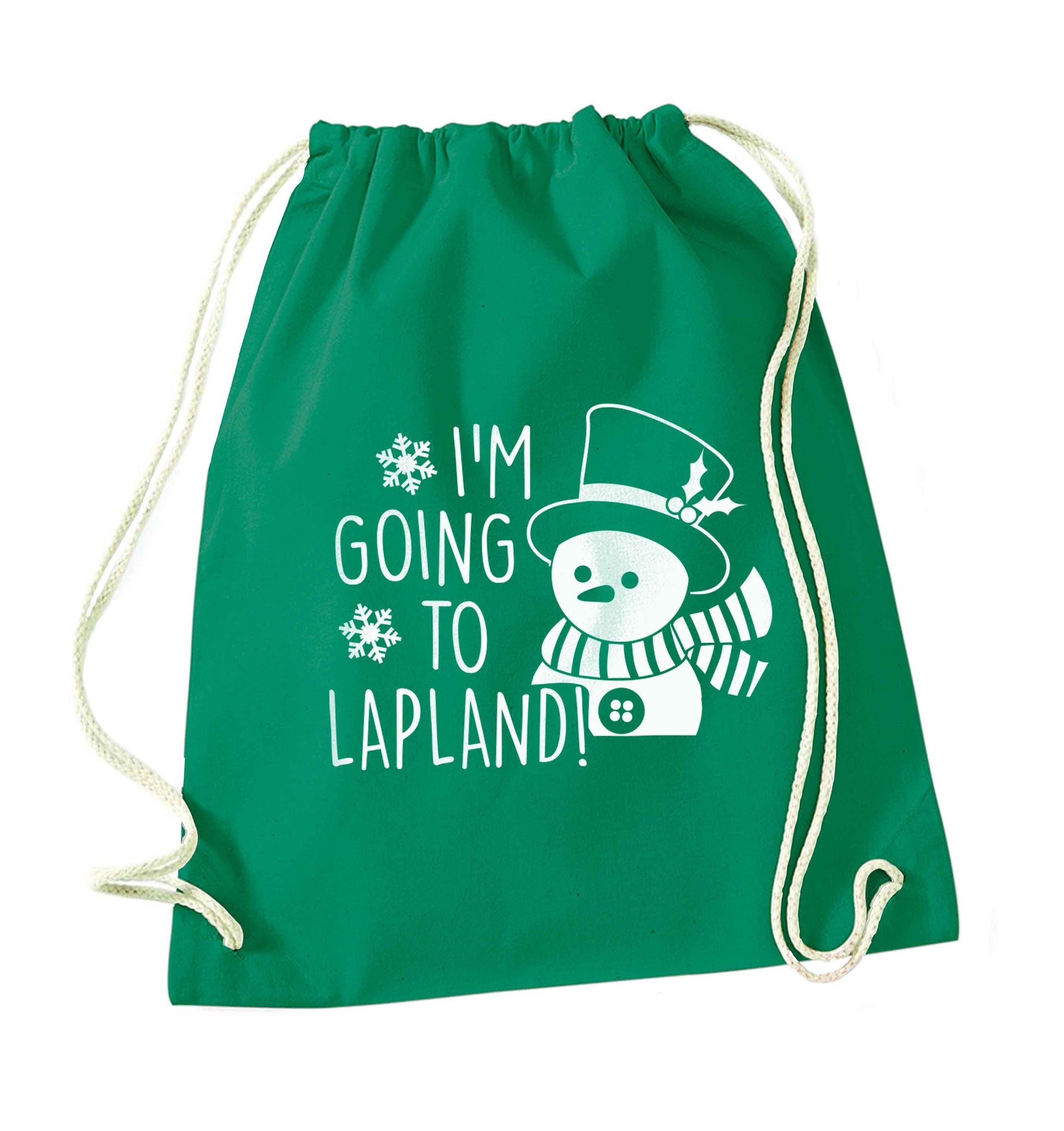 I'm going to Lapland green drawstring bag