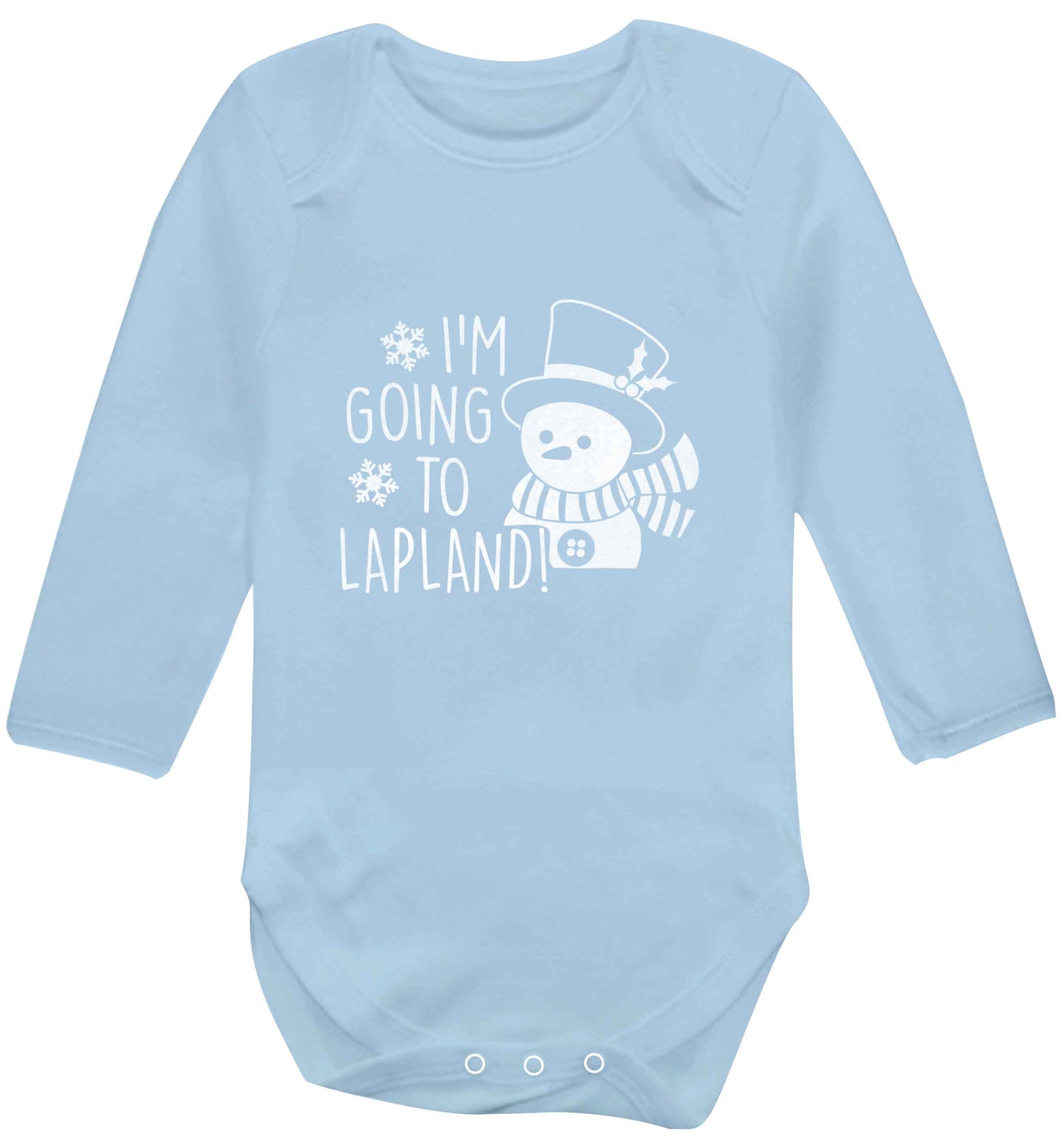 I'm going to Lapland baby vest long sleeved pale blue 6-12 months