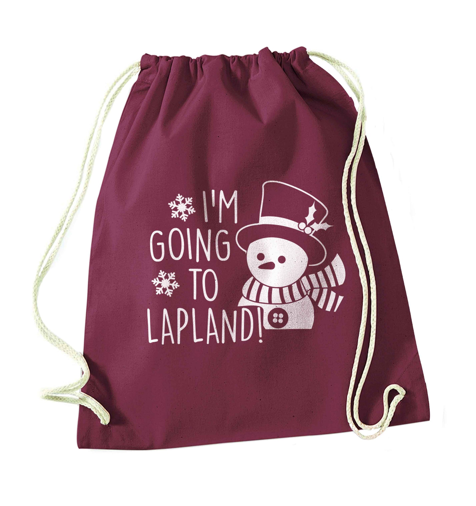 I'm going to Lapland maroon drawstring bag