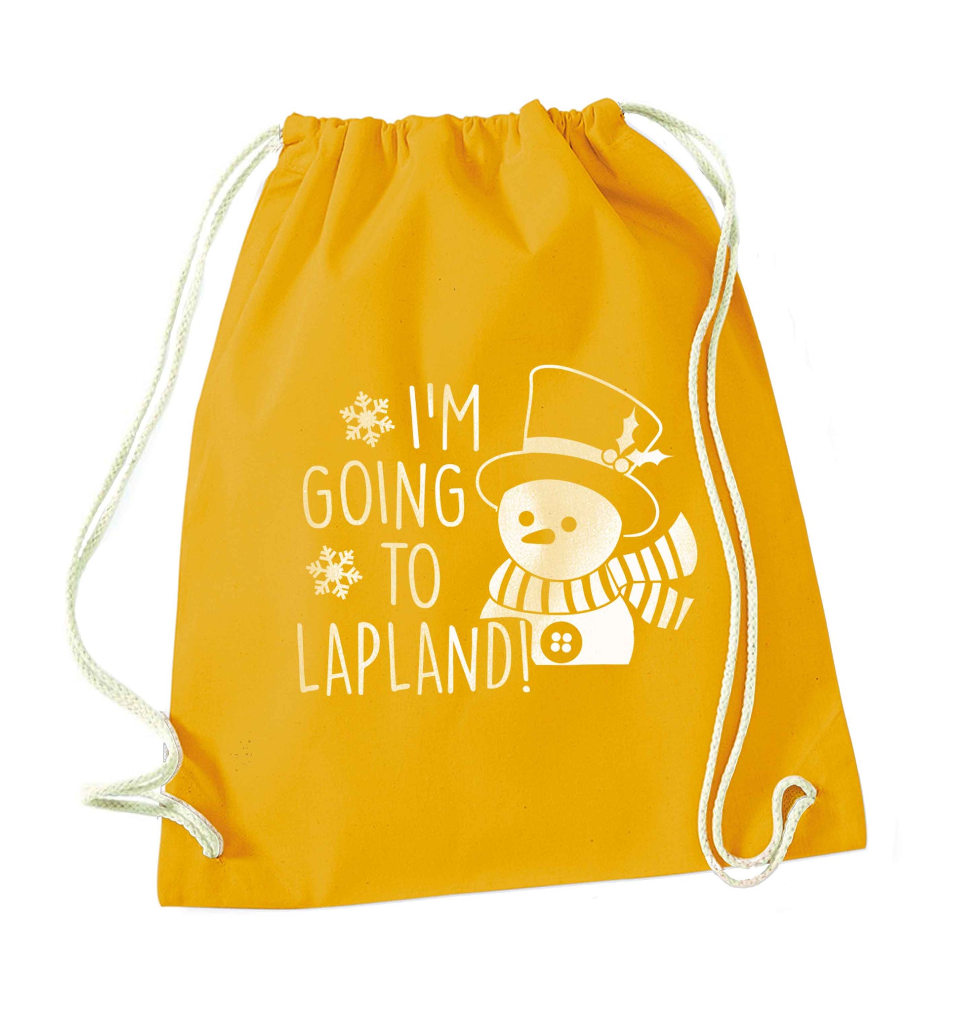 I'm going to Lapland mustard drawstring bag