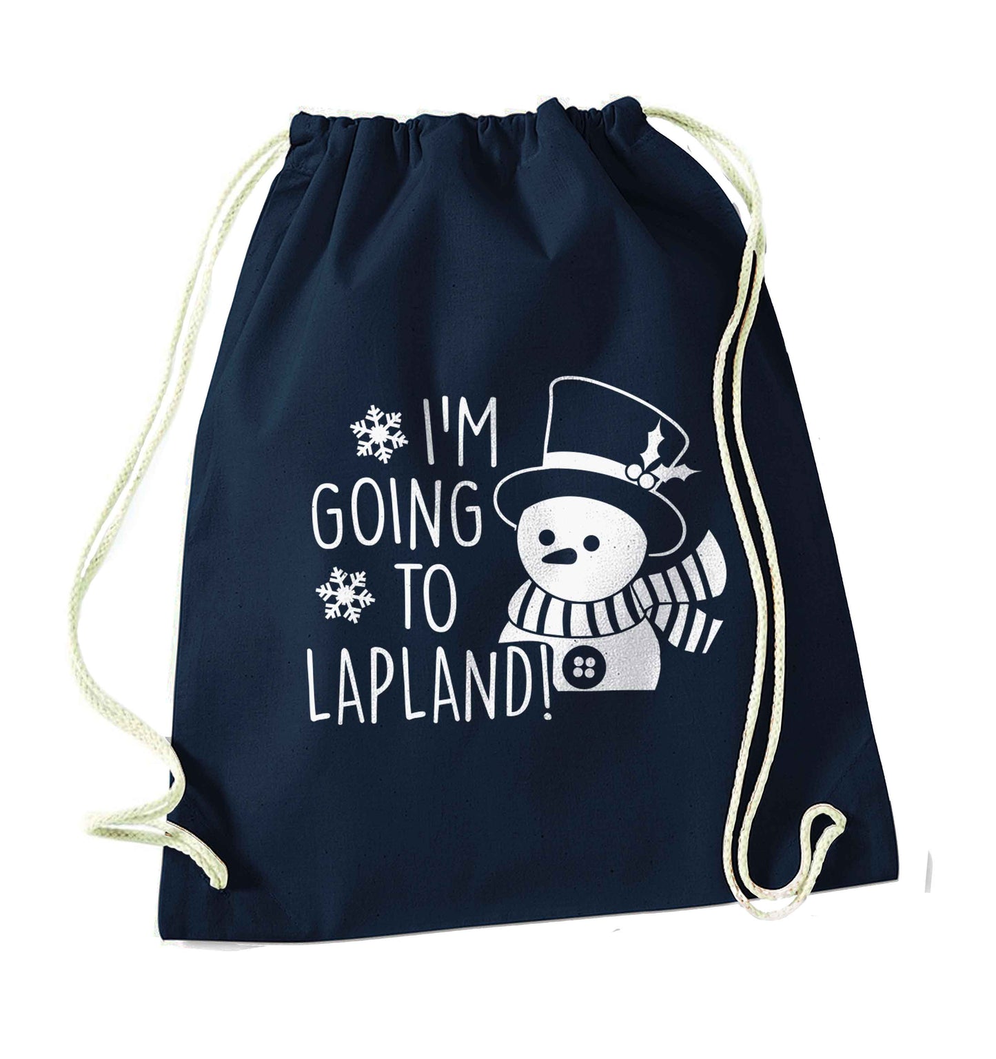 I'm going to Lapland navy drawstring bag