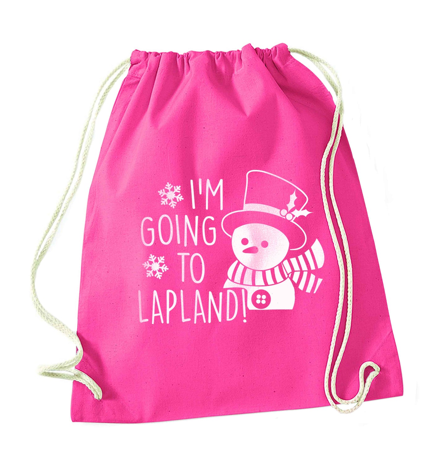 I'm going to Lapland pink drawstring bag