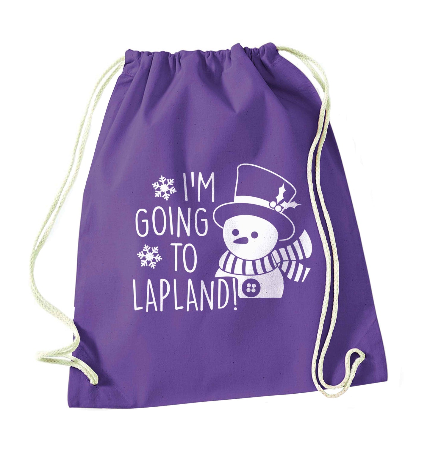 I'm going to Lapland purple drawstring bag