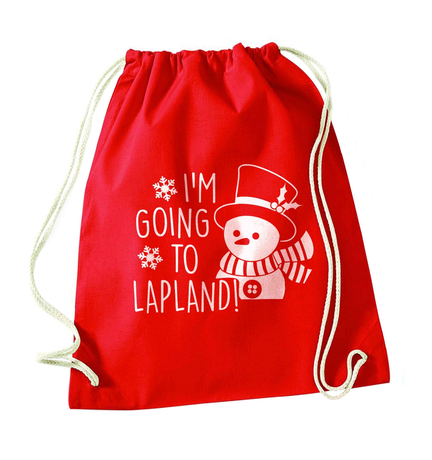 I'm going to Lapland red drawstring bag 