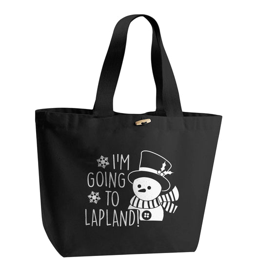 I'm going to Lapland organic cotton premium tote bag with wooden toggle in black