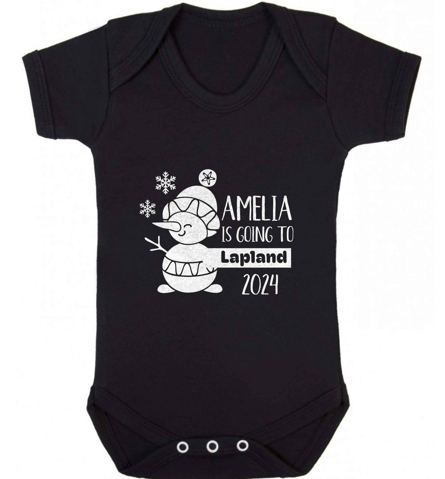 Any name here - is going to Lapland personalised baby vest black 18-24 months