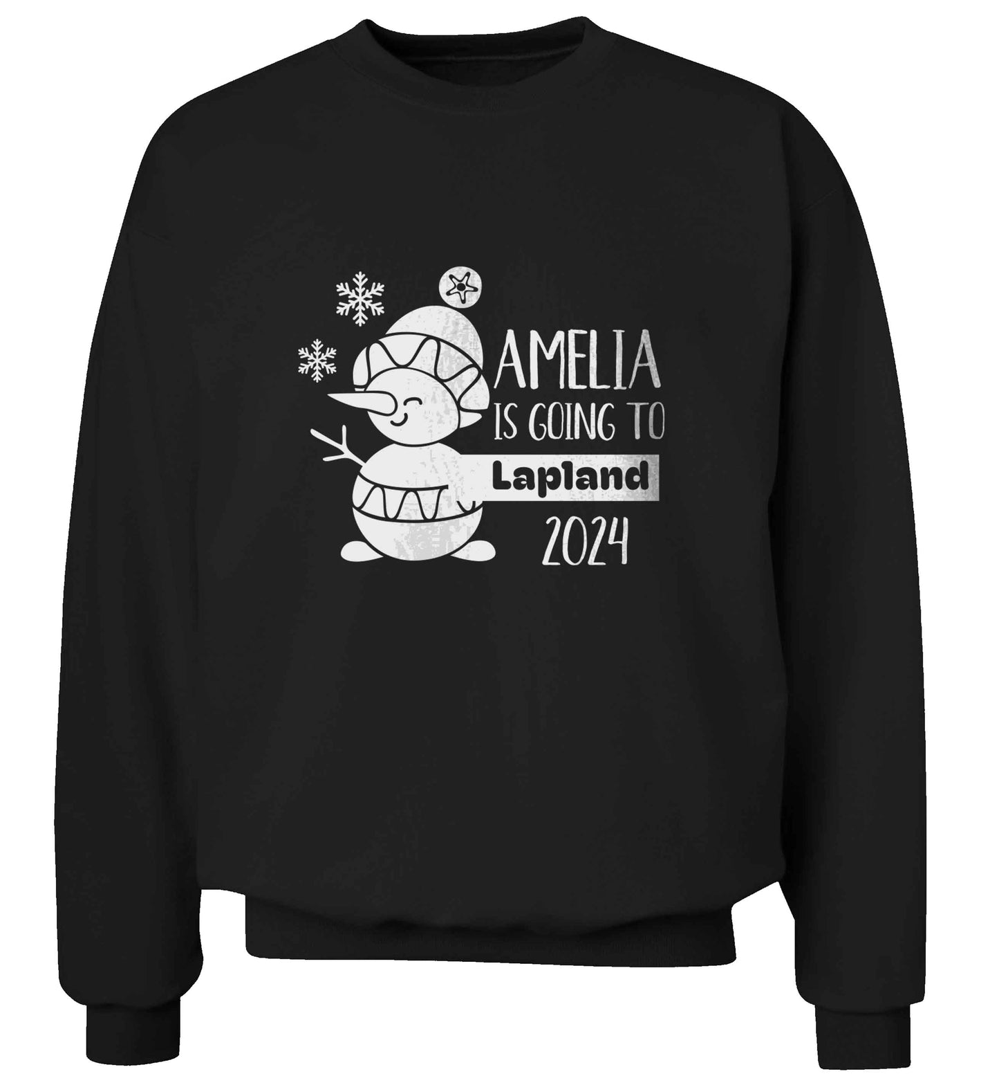 Any name here - is going to Lapland personalised adult's unisex black sweater 2XL
