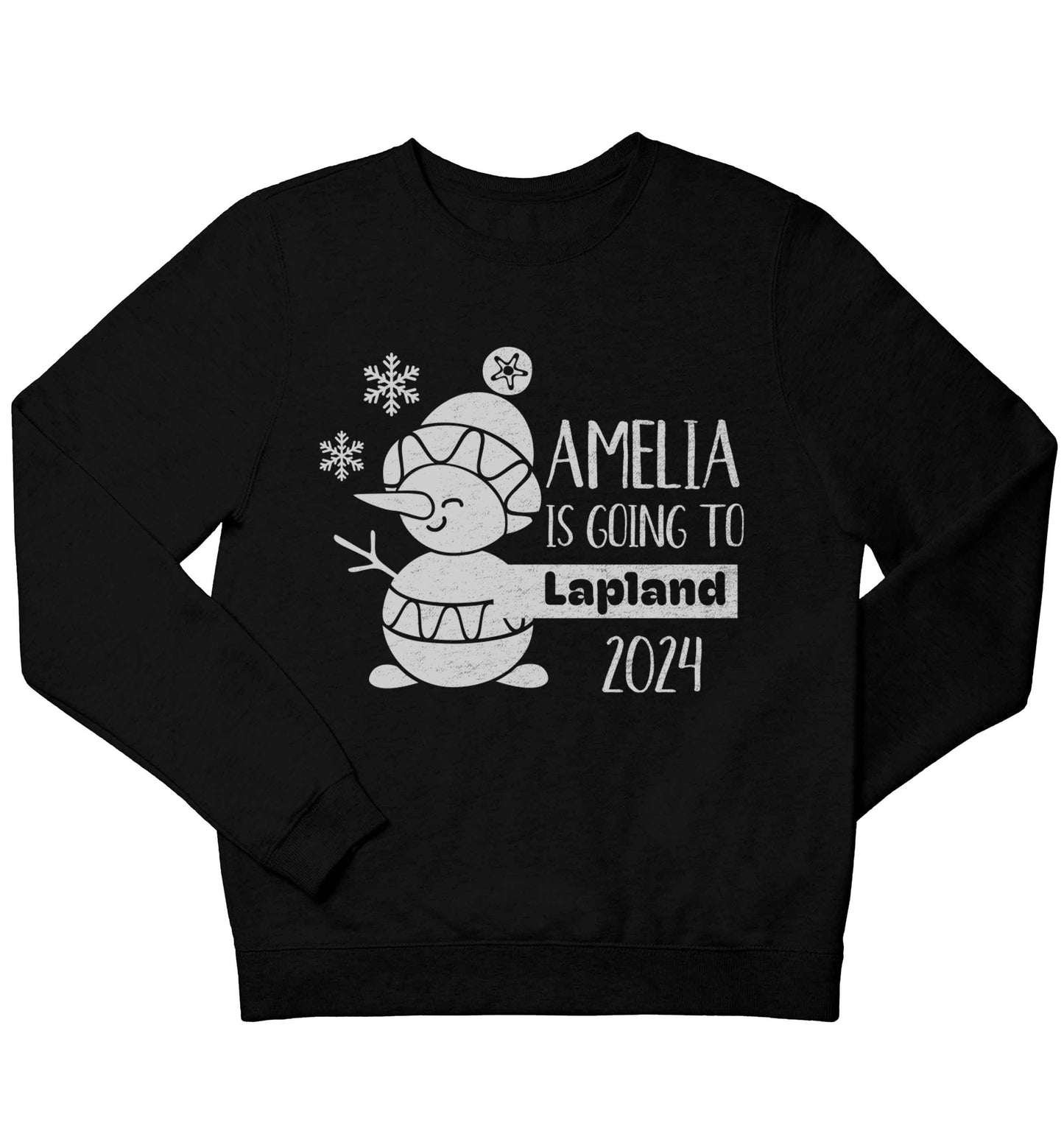 Any name here - is going to Lapland personalised children's black sweater 12-13 Years