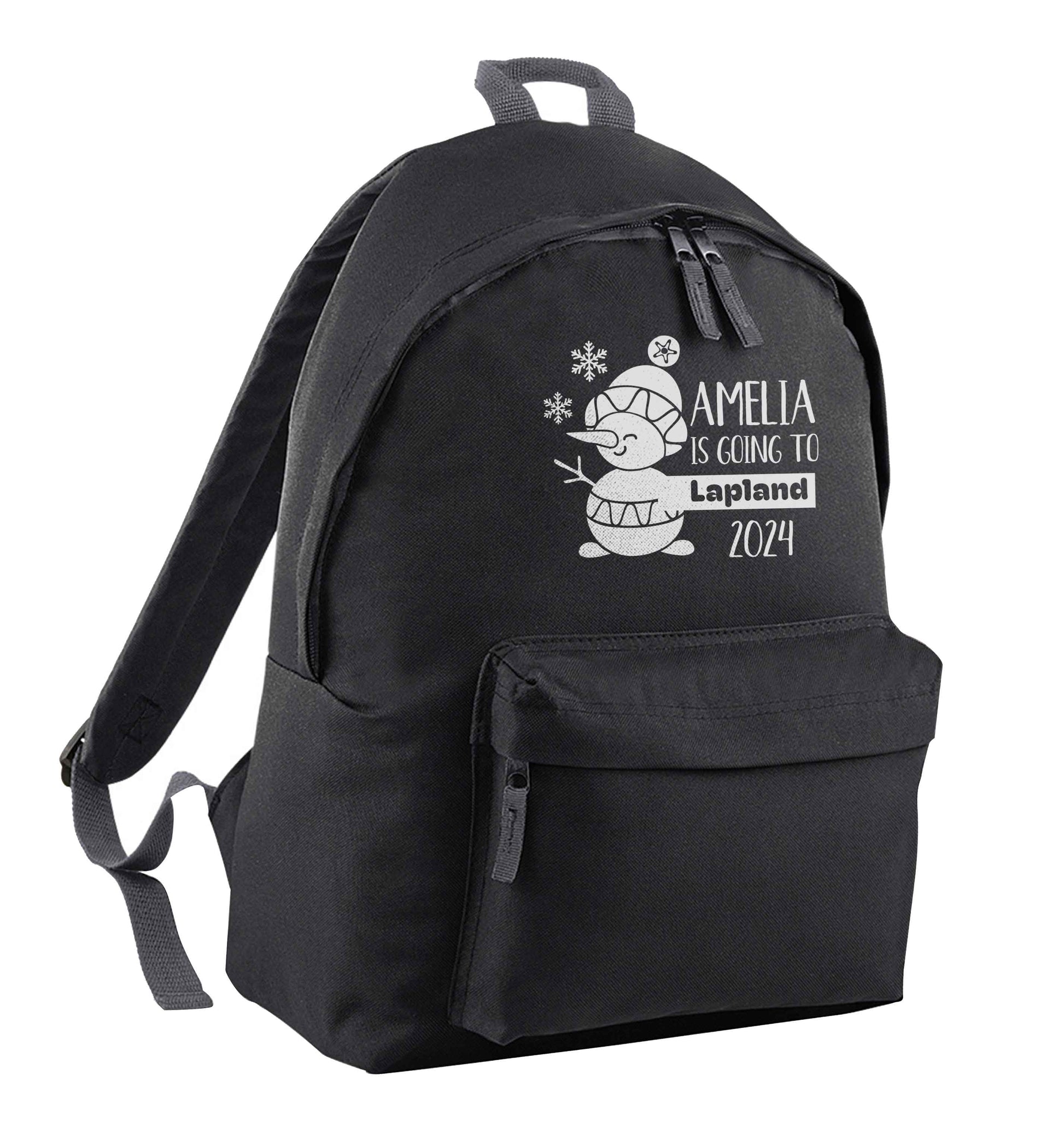Any name here - is going to Lapland personalised black adults backpack