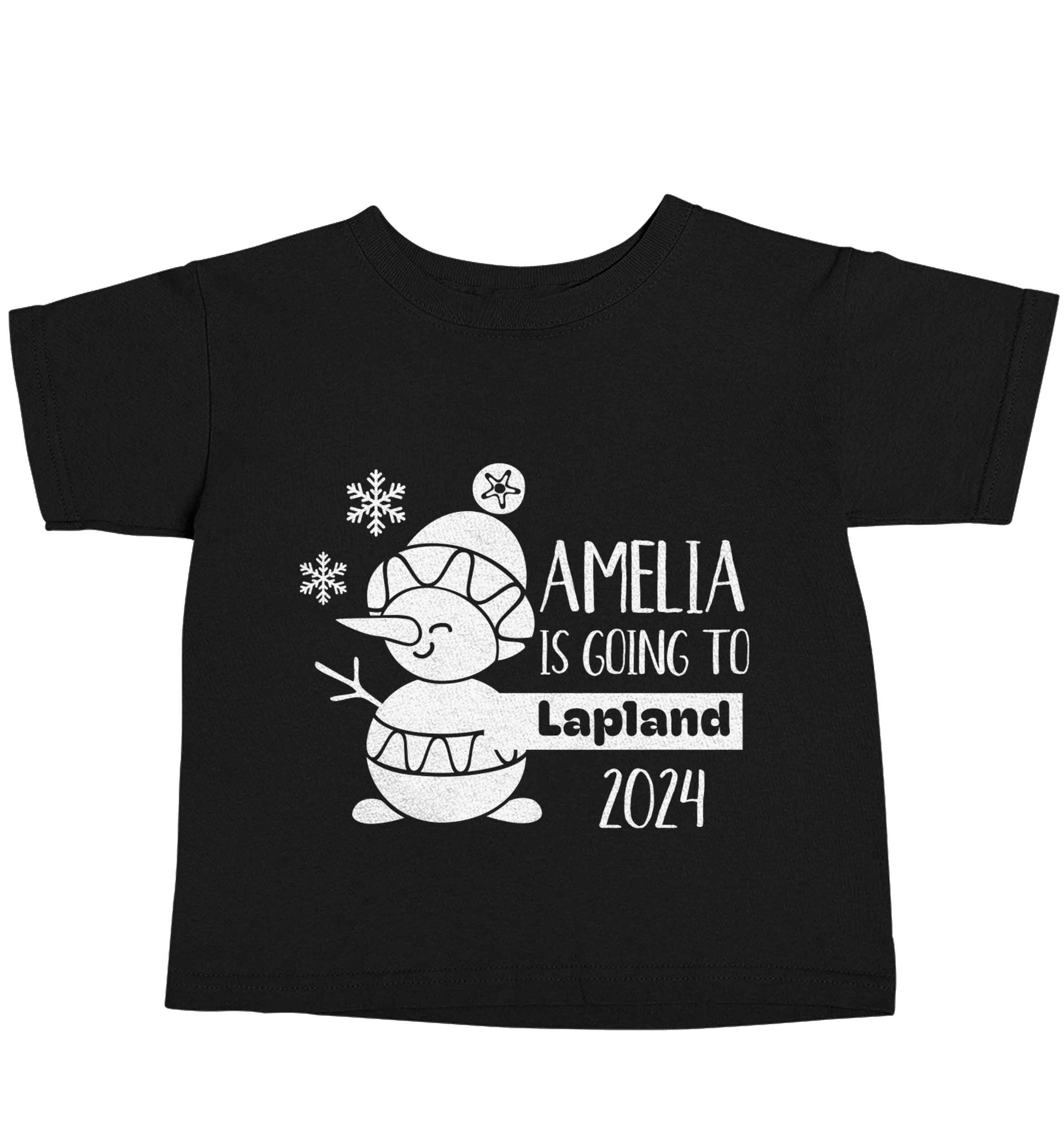 Any name here - is going to Lapland personalised Black baby toddler Tshirt 2 years