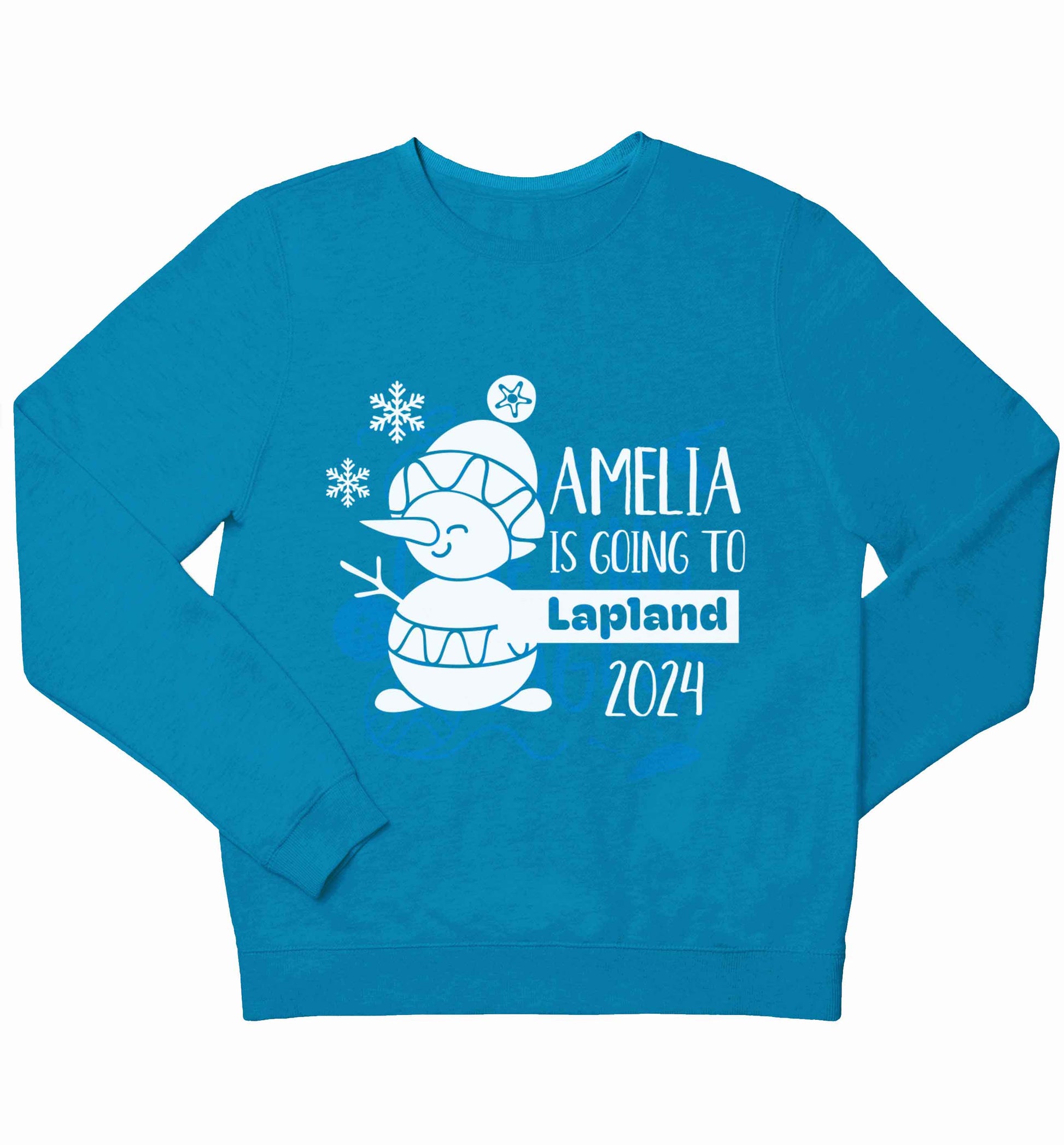 Any name here - is going to Lapland personalised children's blue sweater 12-13 Years