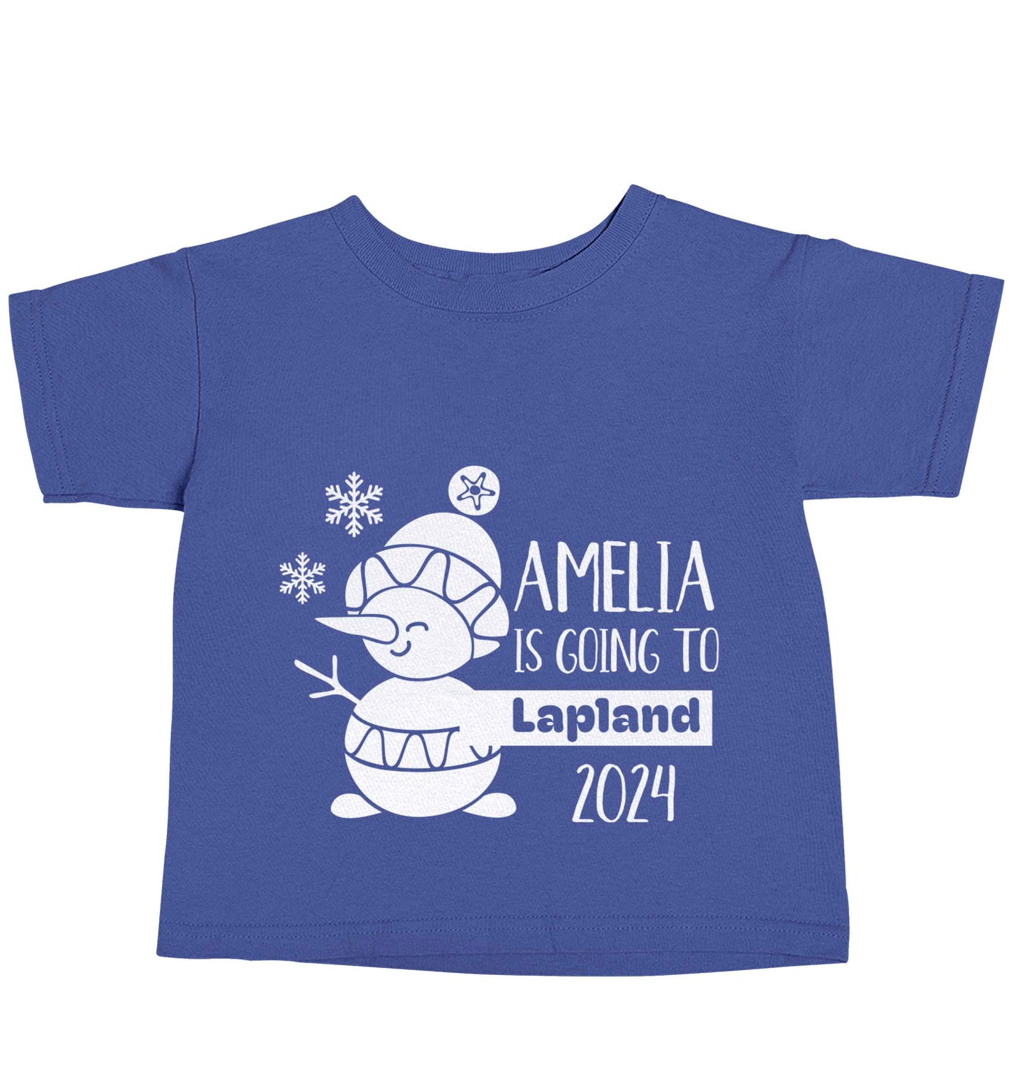 Any name here - is going to Lapland personalised blue baby toddler Tshirt 2 Years