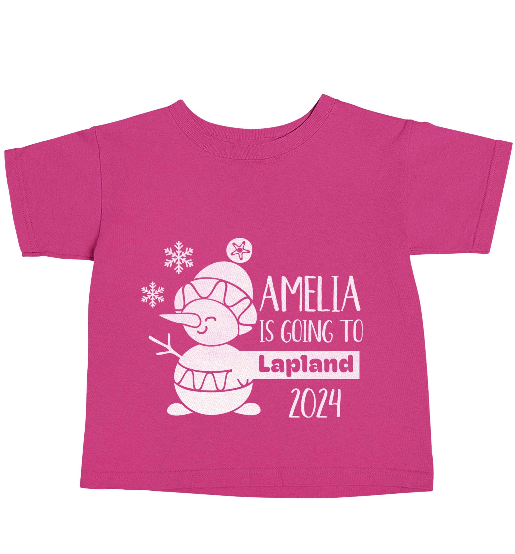 Any name here - is going to Lapland personalised pink baby toddler Tshirt 2 Years
