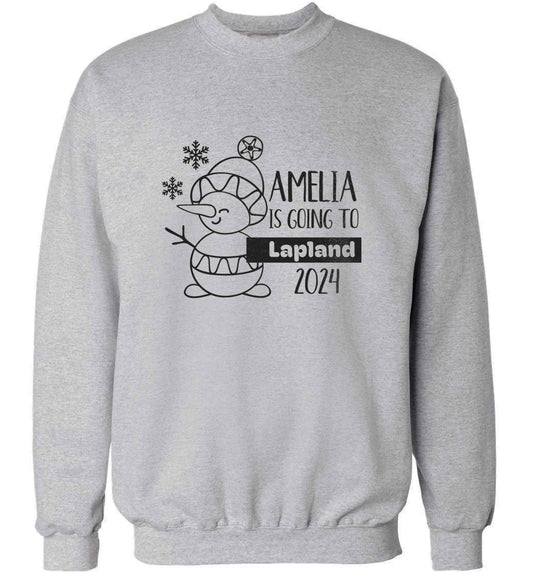 Any name here - is going to Lapland personalised adult's unisex grey sweater 2XL
