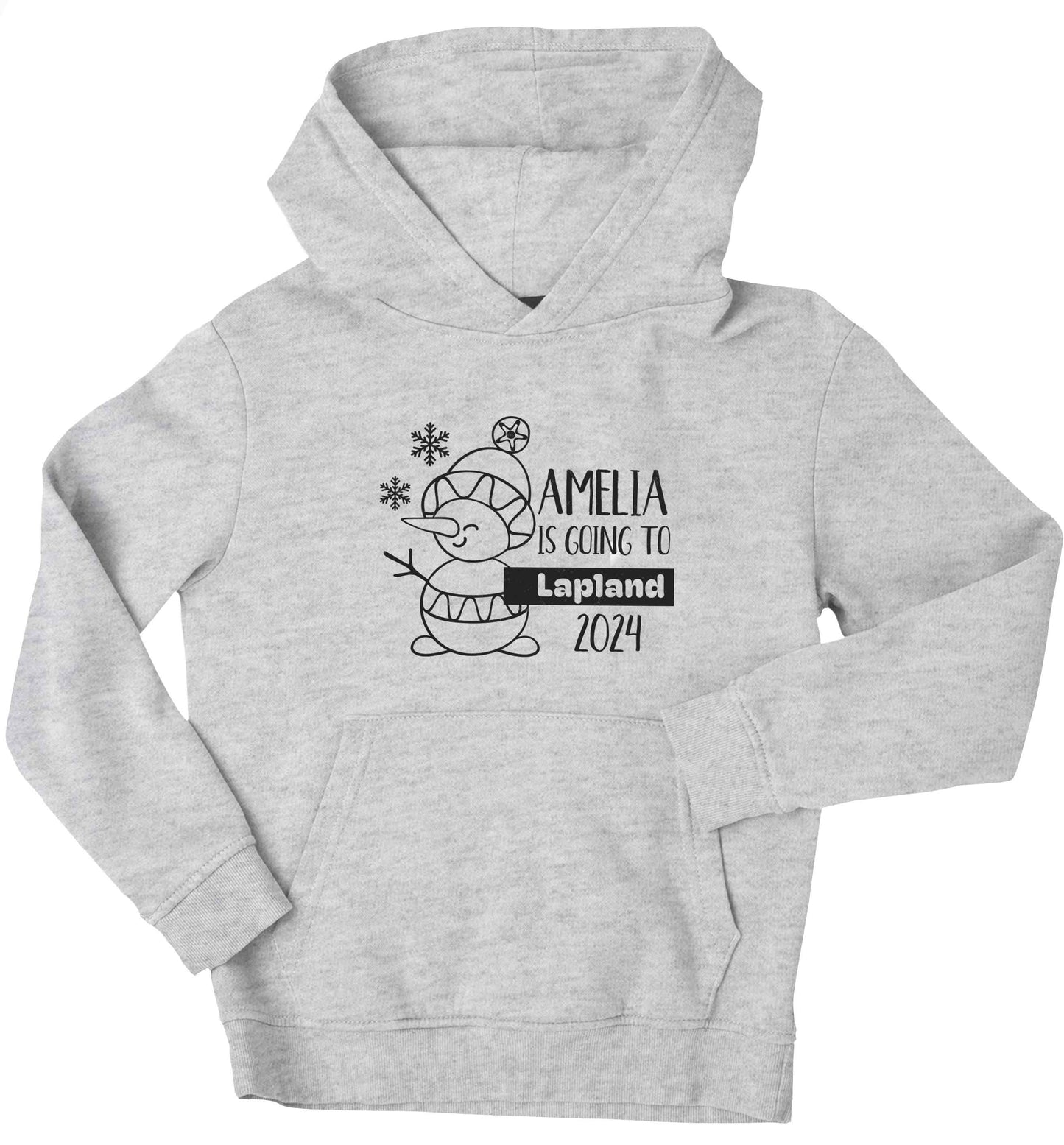 Any name here - is going to Lapland personalised children's grey hoodie 12-13 Years