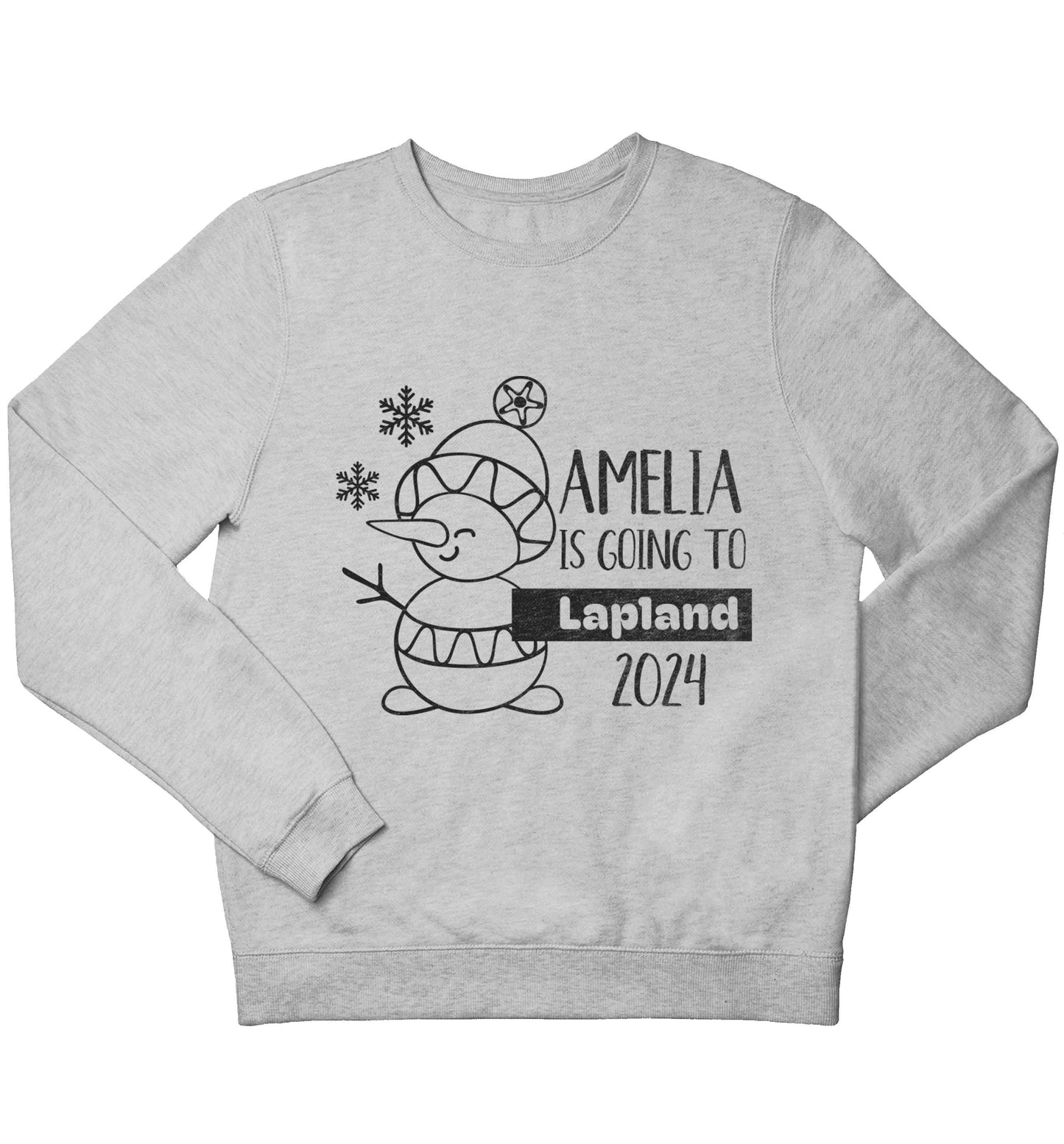 Any name here - is going to Lapland personalised children's grey sweater 12-13 Years
