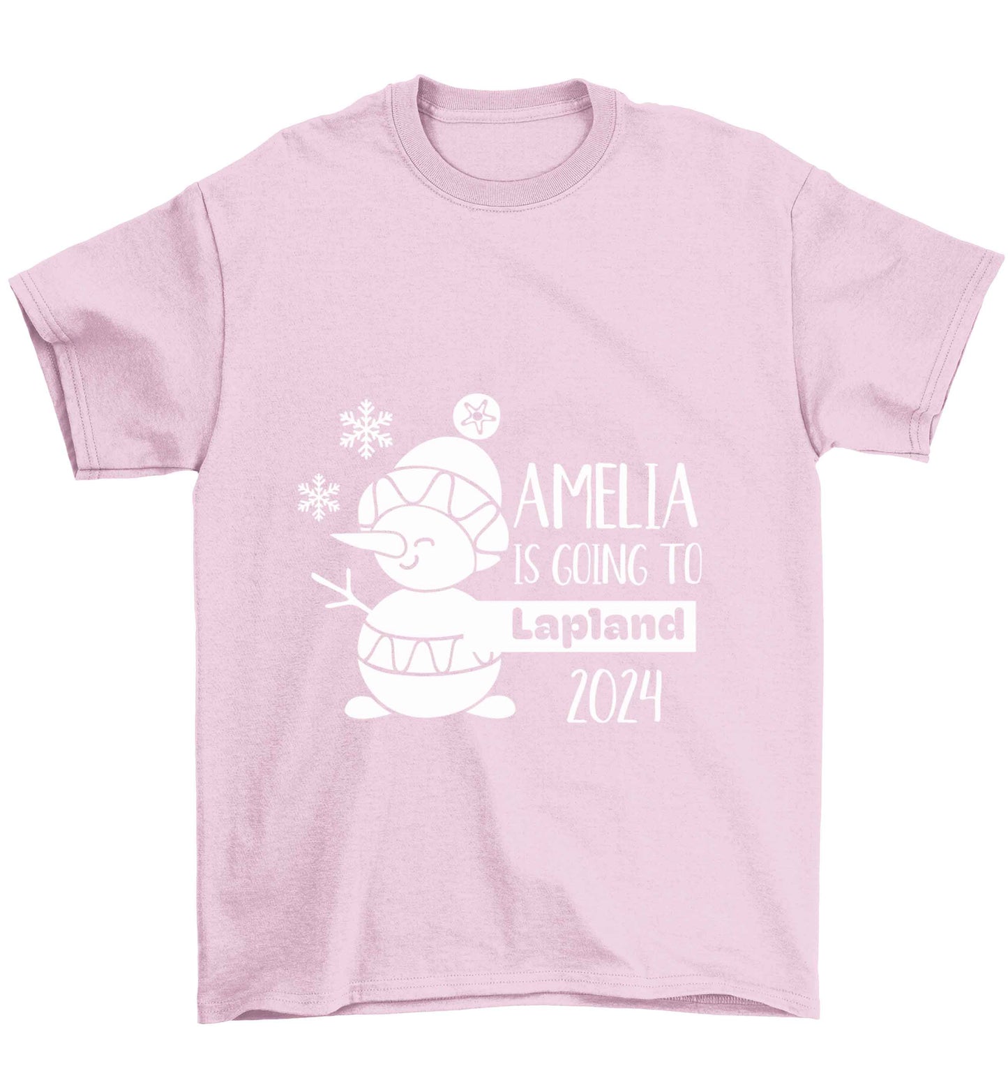Any name here - is going to Lapland personalised Children's light pink Tshirt 12-13 Years