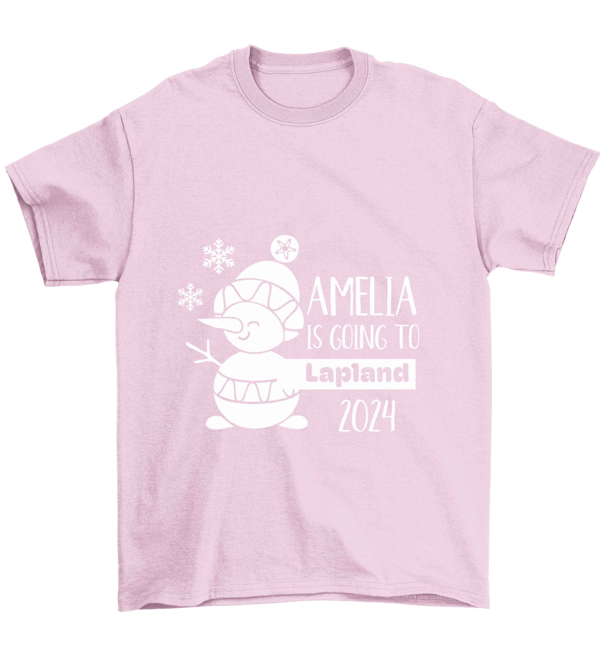 Any name here - is going to Lapland personalised Children's light pink Tshirt 12-13 Years