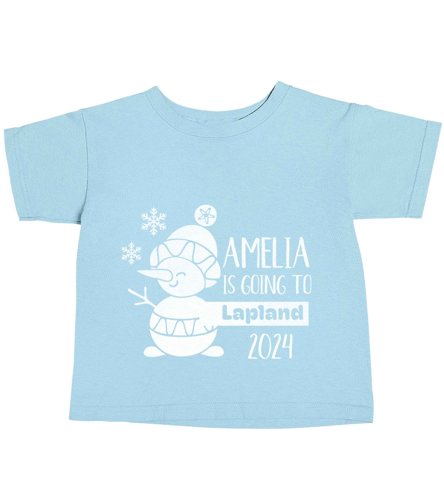 Any name here - is going to Lapland personalised light blue baby toddler Tshirt 2 Years