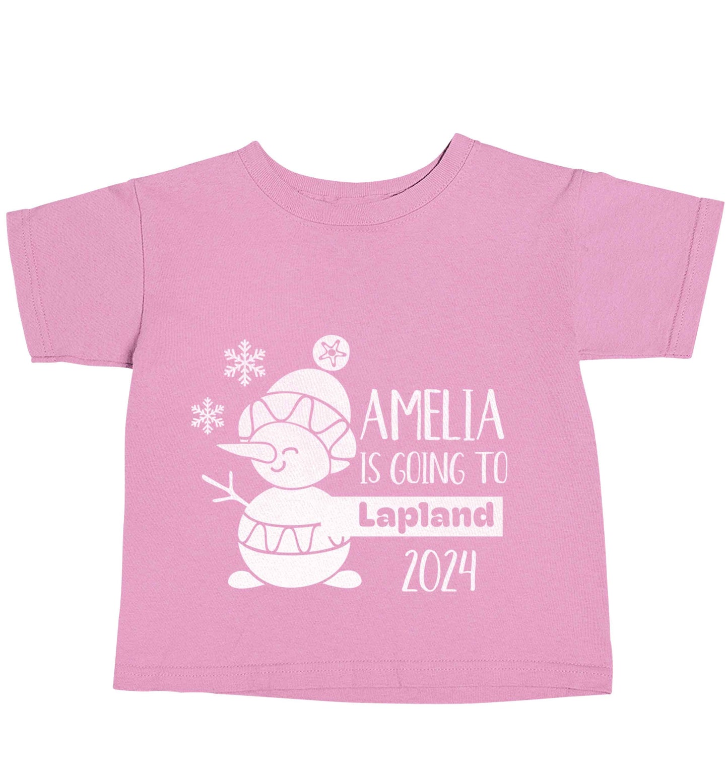Any name here - is going to Lapland personalised light pink baby toddler Tshirt 2 Years
