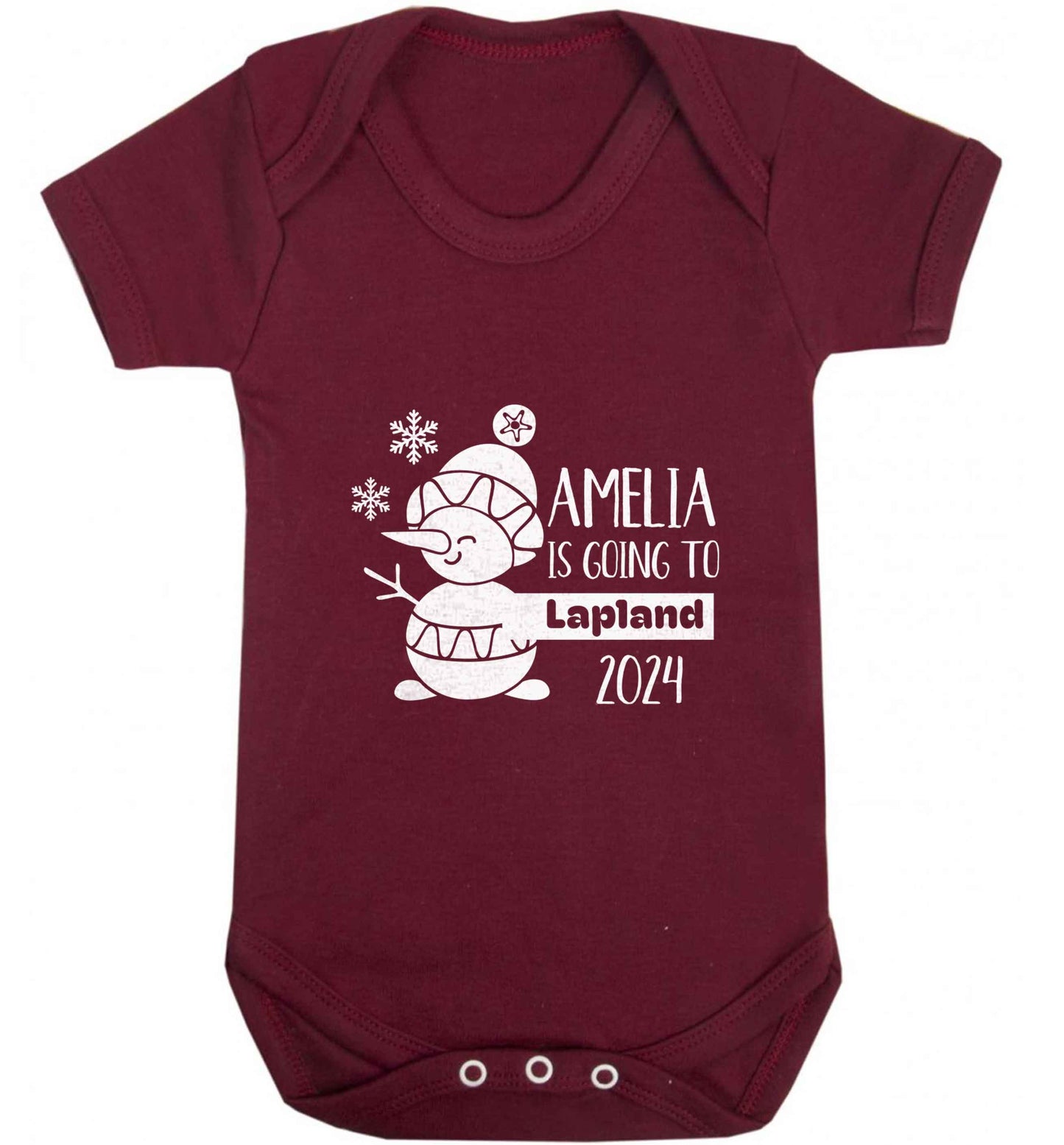 Any name here - is going to Lapland personalised baby vest maroon 18-24 months