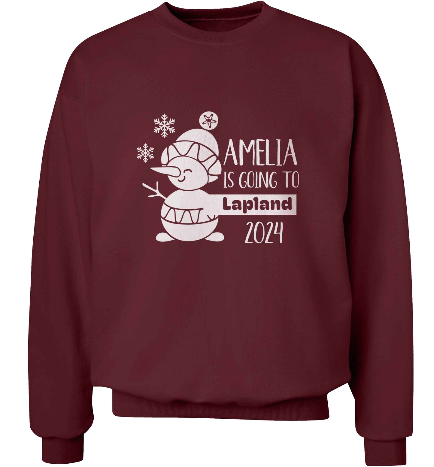 Any name here - is going to Lapland personalised adult's unisex maroon sweater 2XL